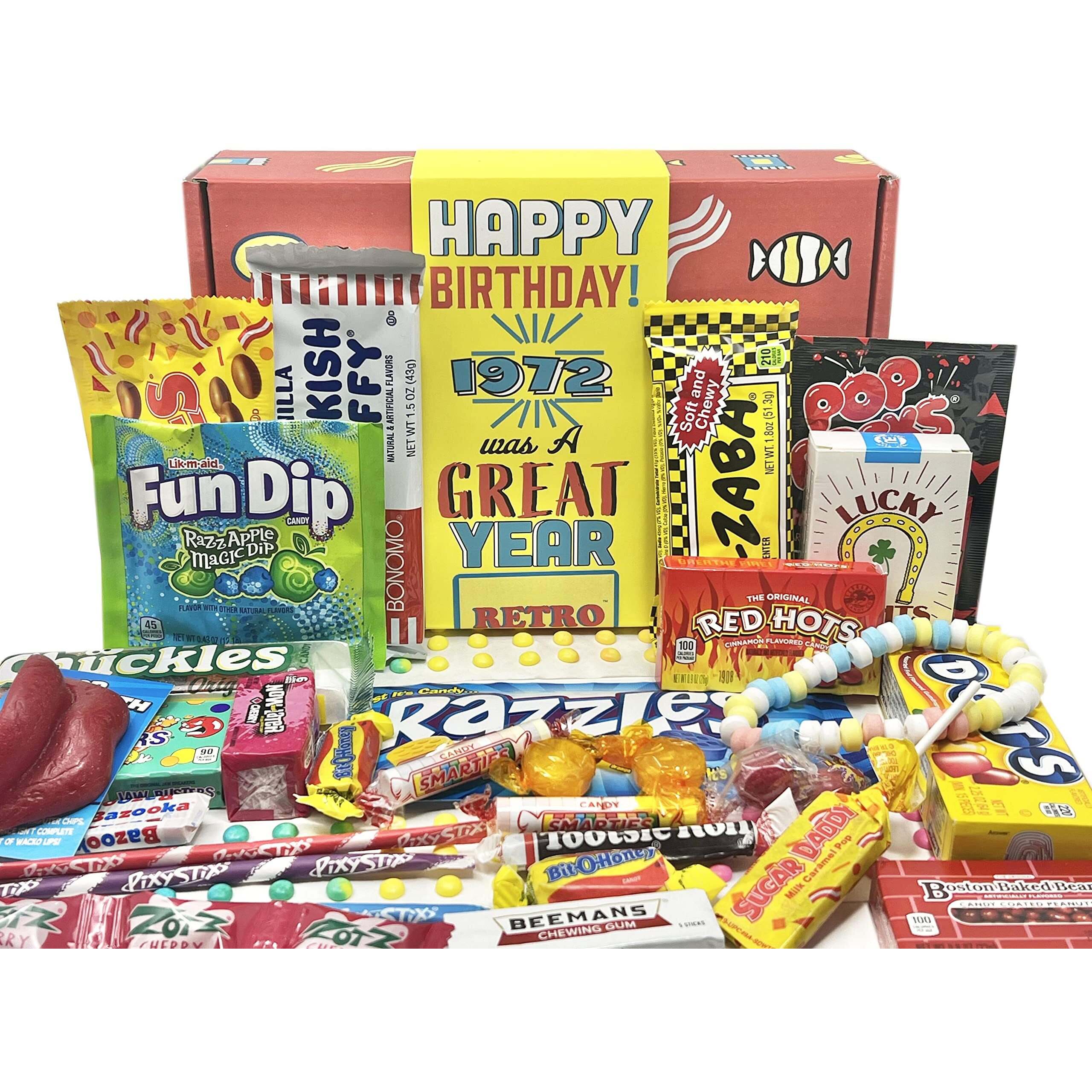 Retro Candy Yum ~ 1972 52Nd Birthday Gift Box Of Nostalgic Retro 70S Candy Mix From Childhood For 52 Year Old Man Or Woman Born Back In 1972 Jr
