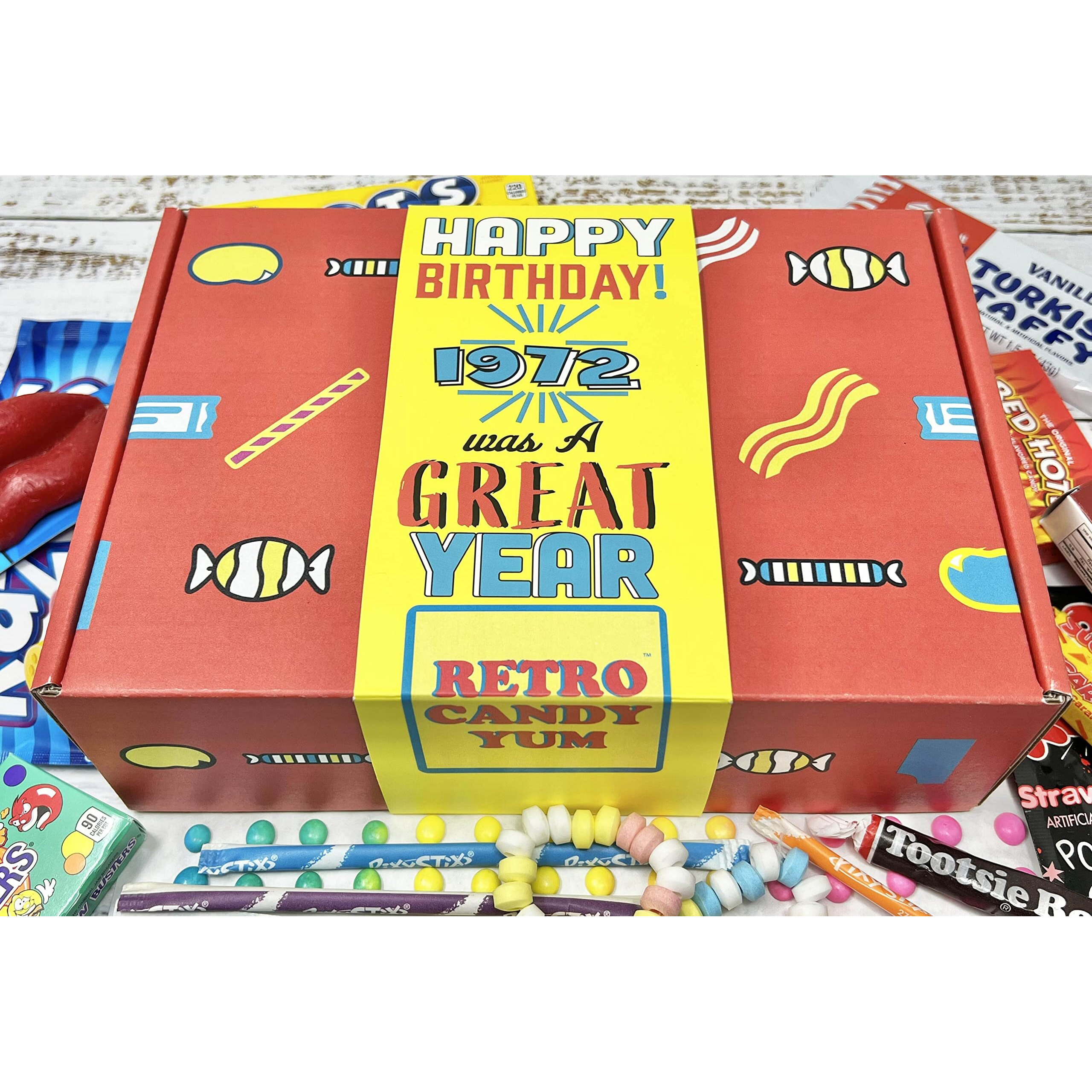 Retro Candy Yum ~ 1972 52Nd Birthday Gift Box Of Nostalgic Retro 70S Candy Mix From Childhood For 52 Year Old Man Or Woman Born Back In 1972 Jr