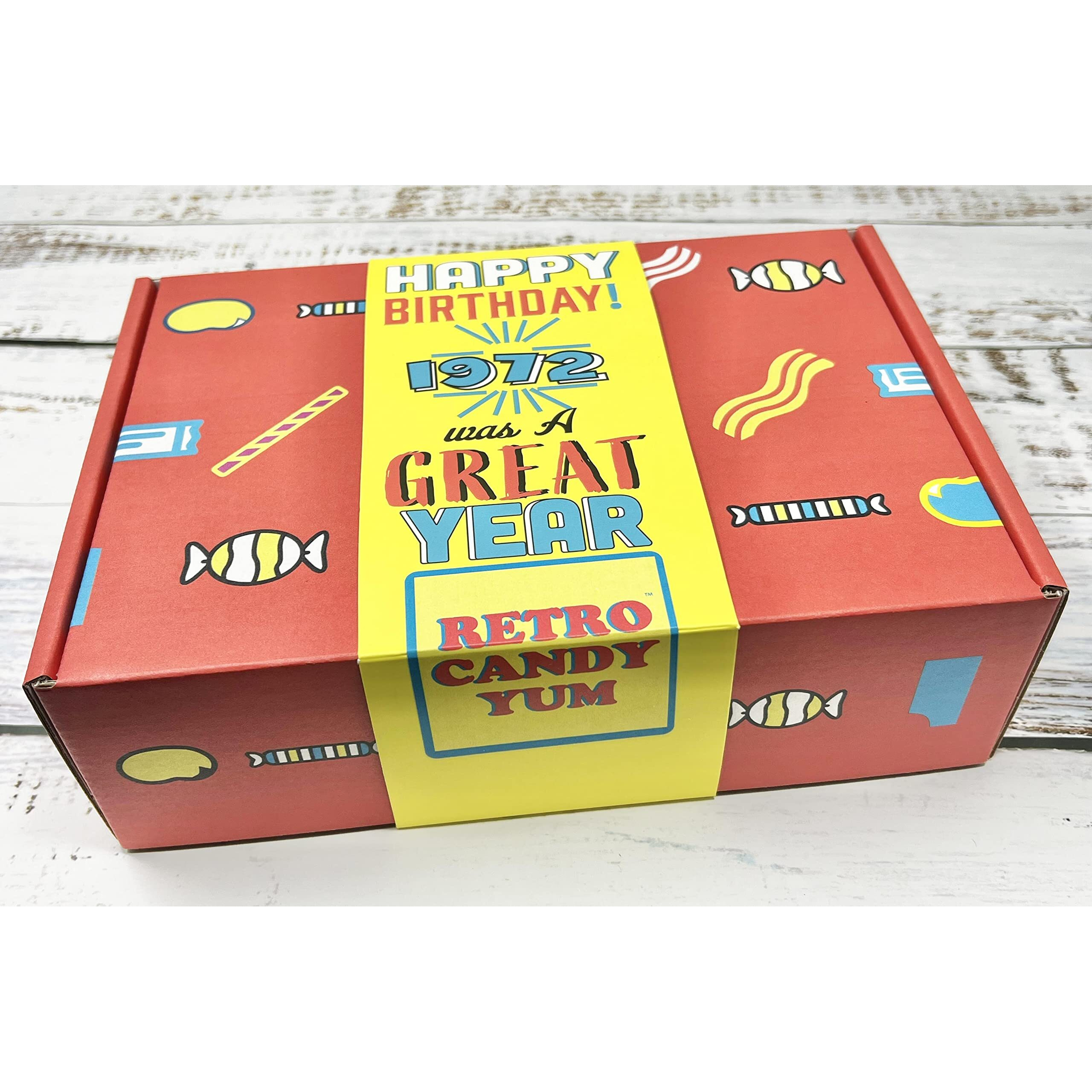 Retro Candy Yum ~ 1972 52Nd Birthday Gift Box Of Nostalgic Retro 70S Candy Mix From Childhood For 52 Year Old Man Or Woman Born Back In 1972 Jr
