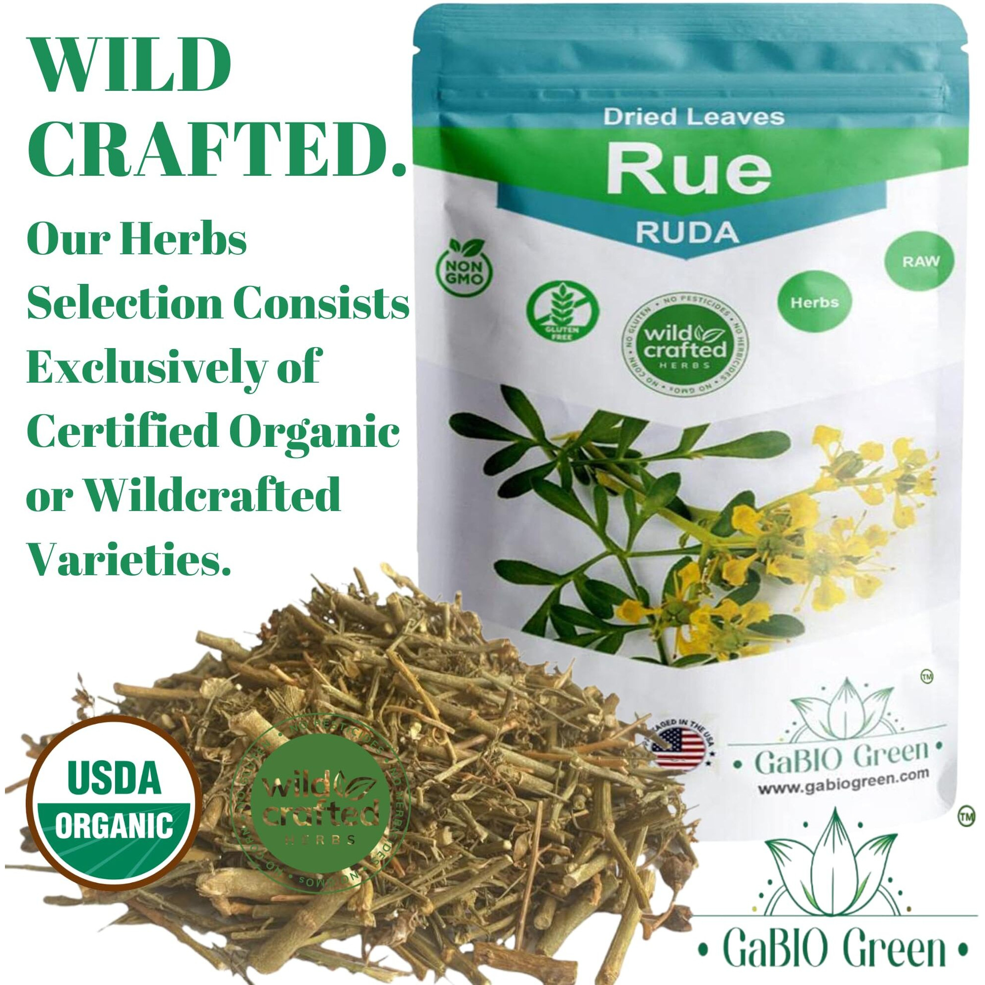 Rue Dried Herbs Peruvian Ruda 2.05 Oz (56 Gr) 20+ Cups Ruda Seca, Ruda Graveolens, Natural Dried Tea Herbs, Ruda Rue Herbal Tea, Resealable Bag, Fresh Aroma & Taste (2. Oz)