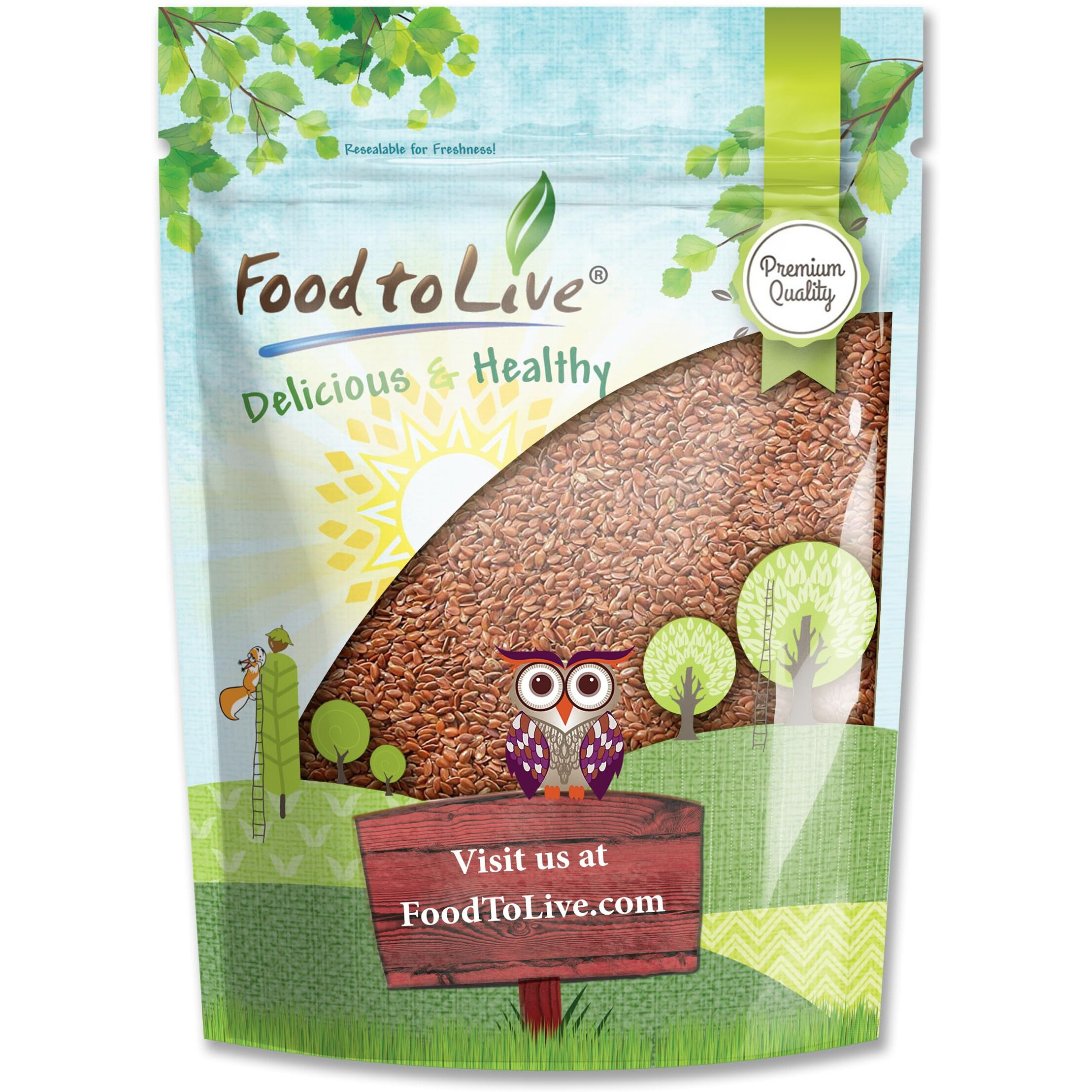 Food To Live - Brown Flax Seeds, 5 Pounds Raw Whole Flaxseed, Kosher, Vegan, Bulk. High Dietary Fiber Food. Rich In Omega-3 Fats. Great For Salads, Baked Goods, Smoothies, Oatmeal, And Yogurt.