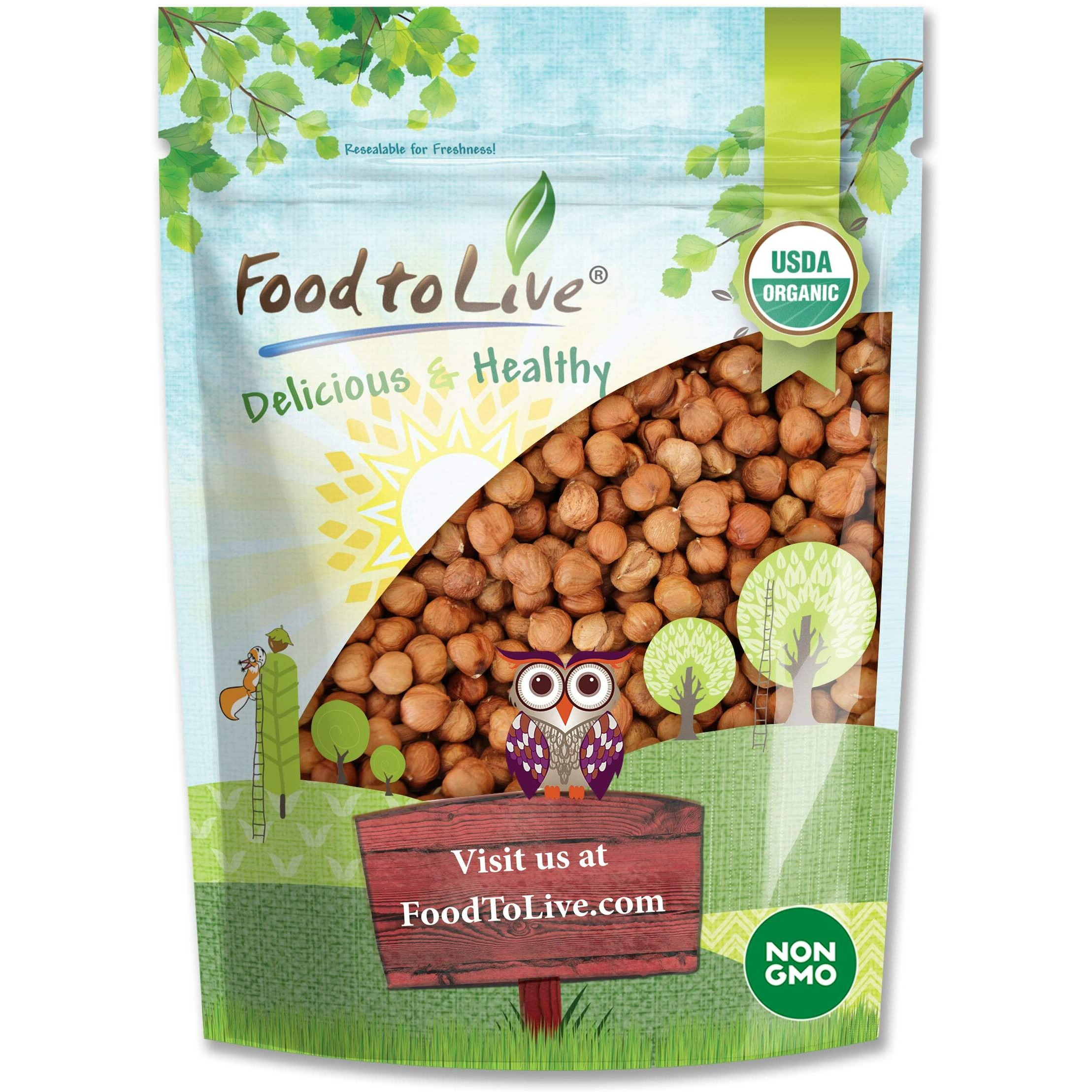 Food To Live - Organic Hazelnuts, 8 Ounces Non-Gmo, Raw Filberts, Whole Nuts, Shelled, Unsalted, Kosher, Vegan, Bulk. Crunchy, Wholesome Snack. Rich In Vitamin E, Protein.