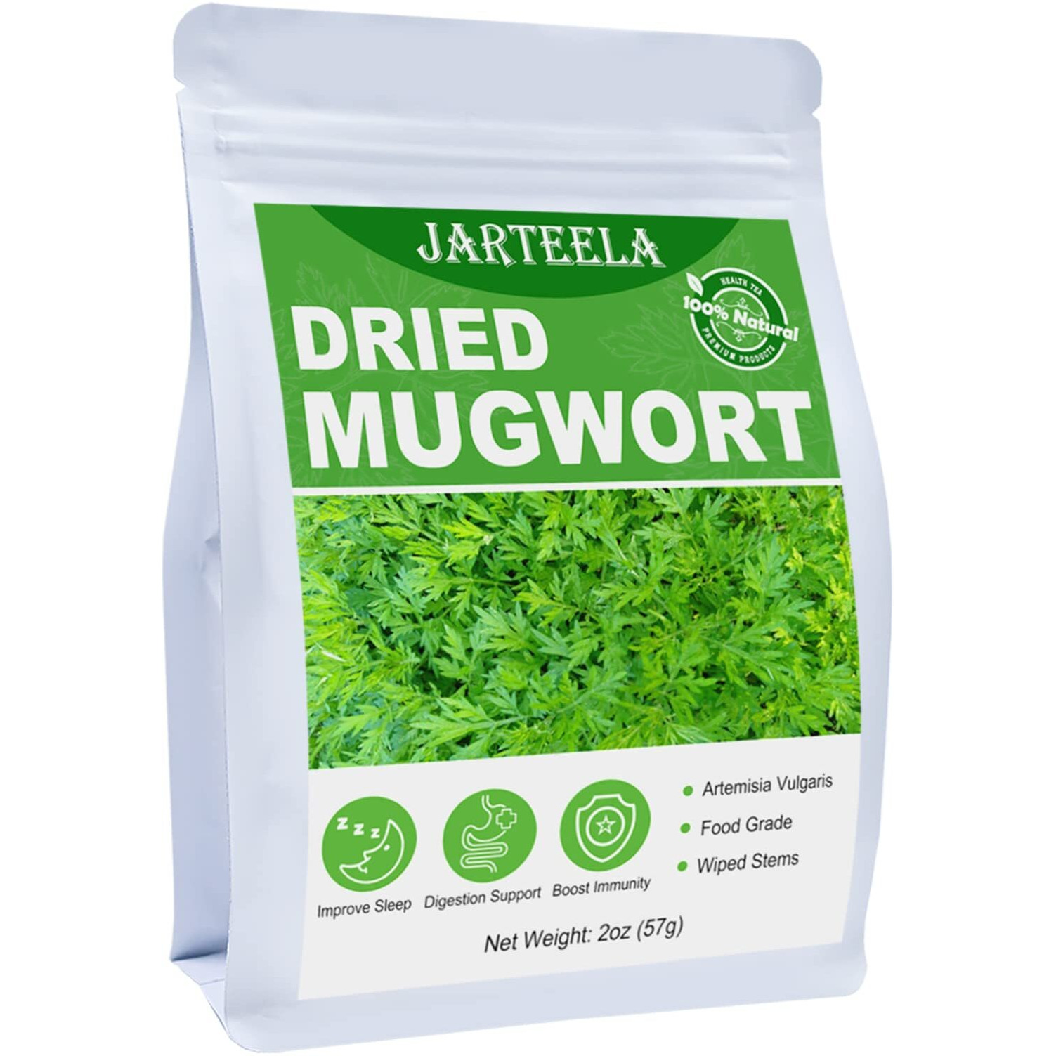 Jarteela - Premium Dried Mugwort Herbs - 2Oz/57G - Natural Herbs Loose Leaf For Mugwort Tea - Non-Gmo - Caffeine-Free