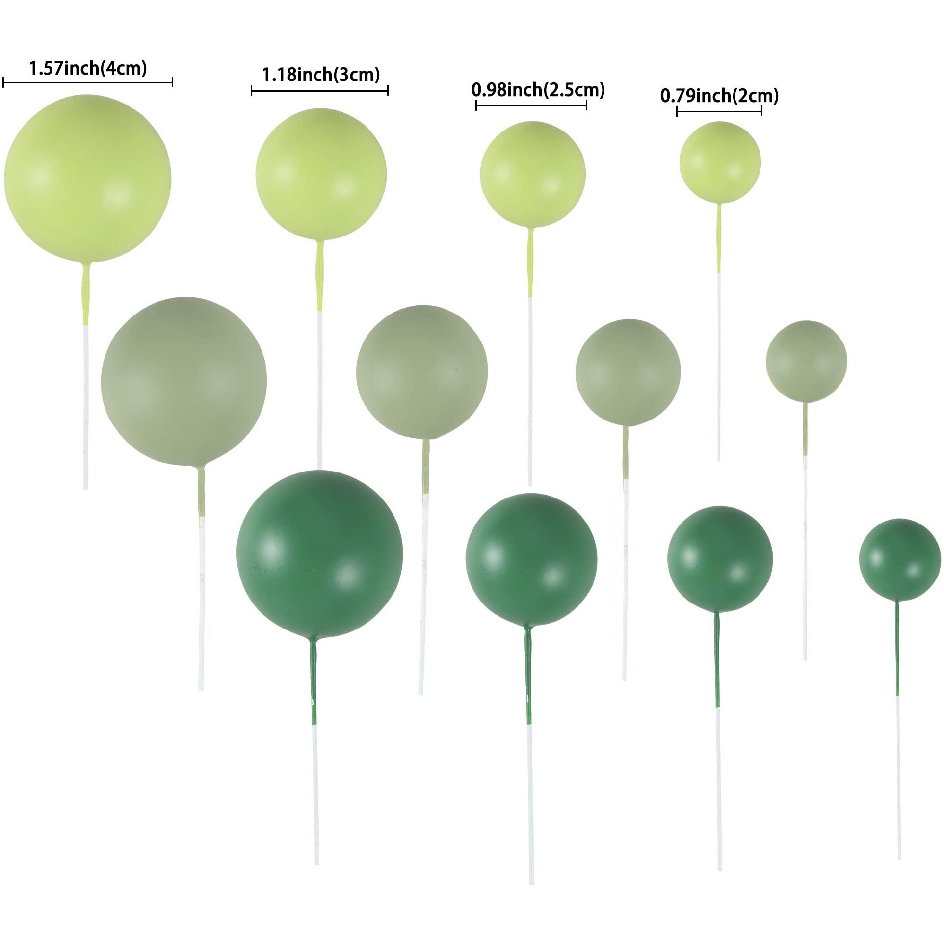Gyufise 30Pcs Mini Balloon Cake Topper Foam Ball Cake Picks Faux Pearl Balls Diy Cake Decoration For Baby Shower Wedding Anniversary Birthday Party Supplies Green Dark Green Light Green