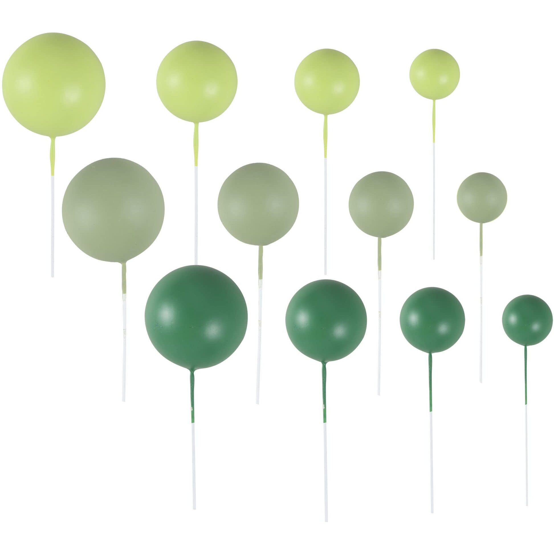 Gyufise 30Pcs Mini Balloon Cake Topper Foam Ball Cake Picks Faux Pearl Balls Diy Cake Decoration For Baby Shower Wedding Anniversary Birthday Party Supplies Green Dark Green Light Green