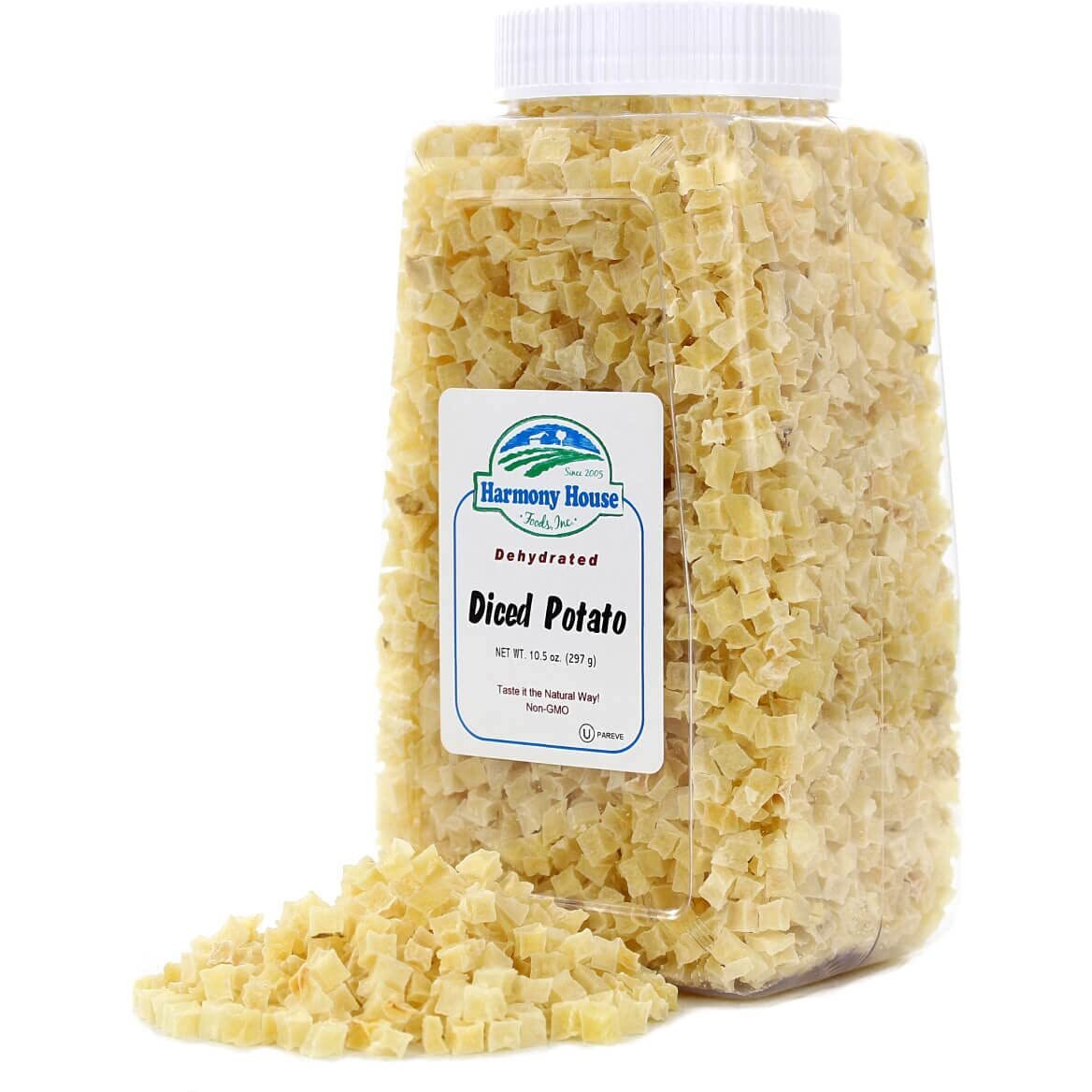 Harmony House Foods Dehydrated Diced Potatoes - Dried Potato Pieces, For Hash Browns, Stews, Soups, Home Fries, And More, 10.5 Ounces