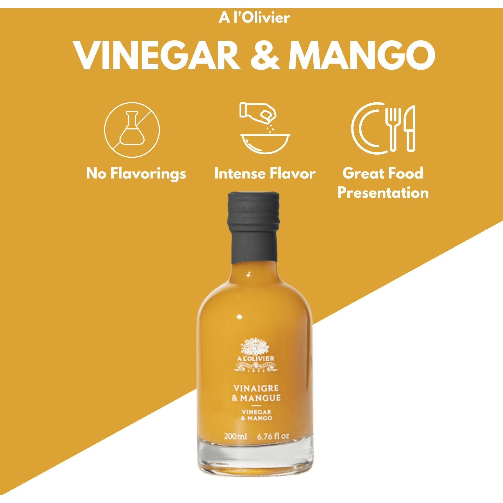 A L'Olivier Mango Fruit Vinegar, 7-Ounce, Yellow