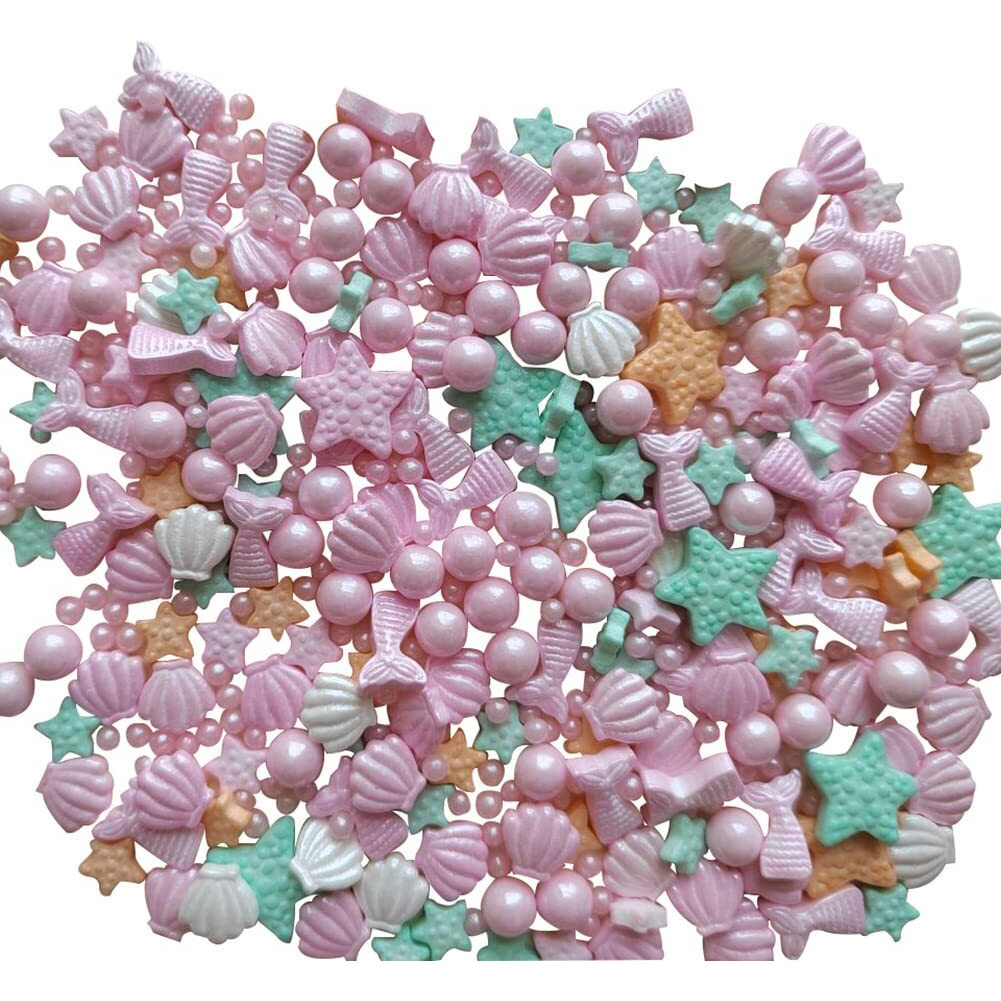 Homankit Mermaid Sprinkle Sweets Sprinkles For Baking Dessert Cupcake Cake Topper Starfish Shell Pearl Mermaid Candy Mix 3.53 Ounces