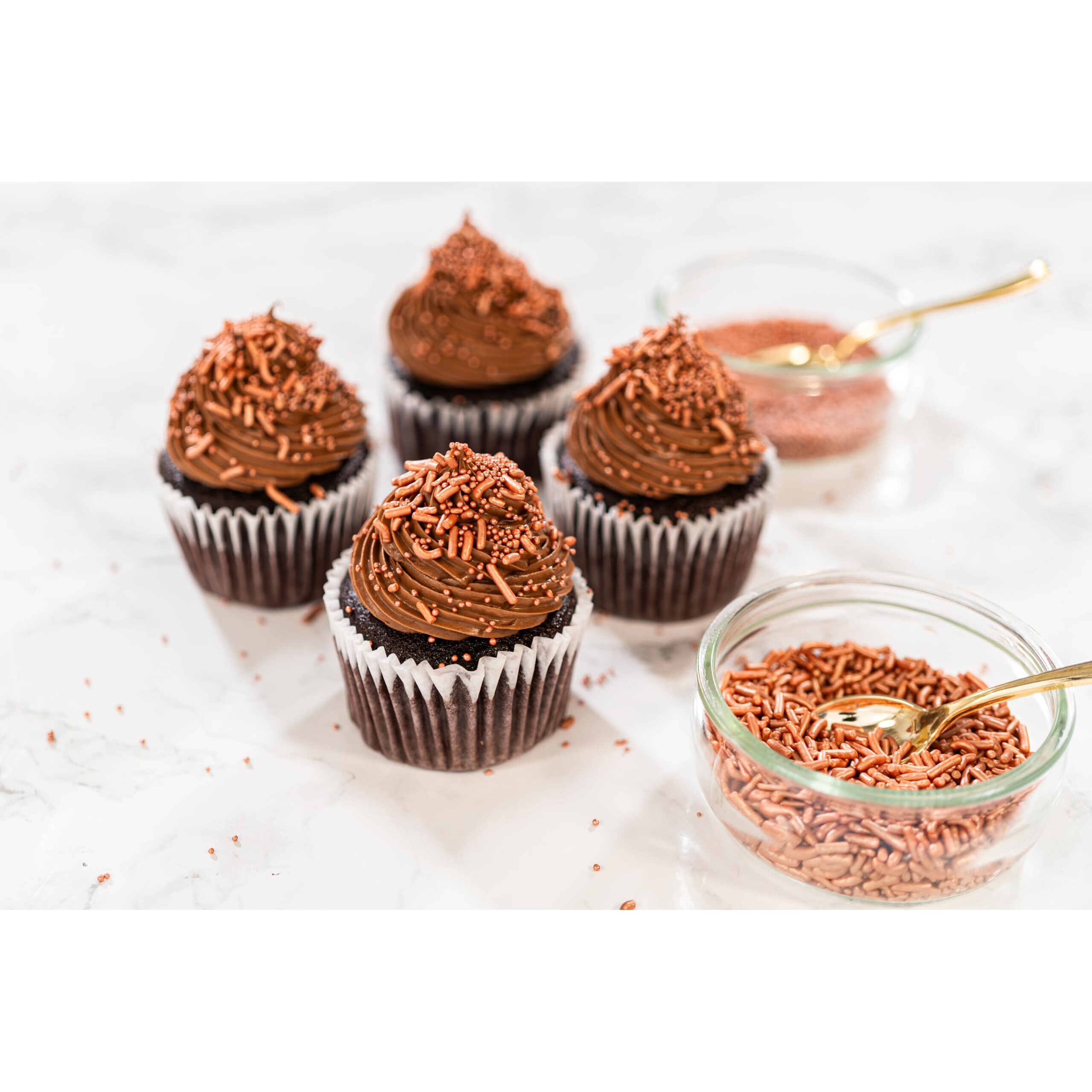 Bakerpan Edible Rose Gold Nonpareils Sprinkles For Cupcakes, Rose Gold Sprinkles Edible For Cake Decorating - 5.1 Ounces (Made In Usa)