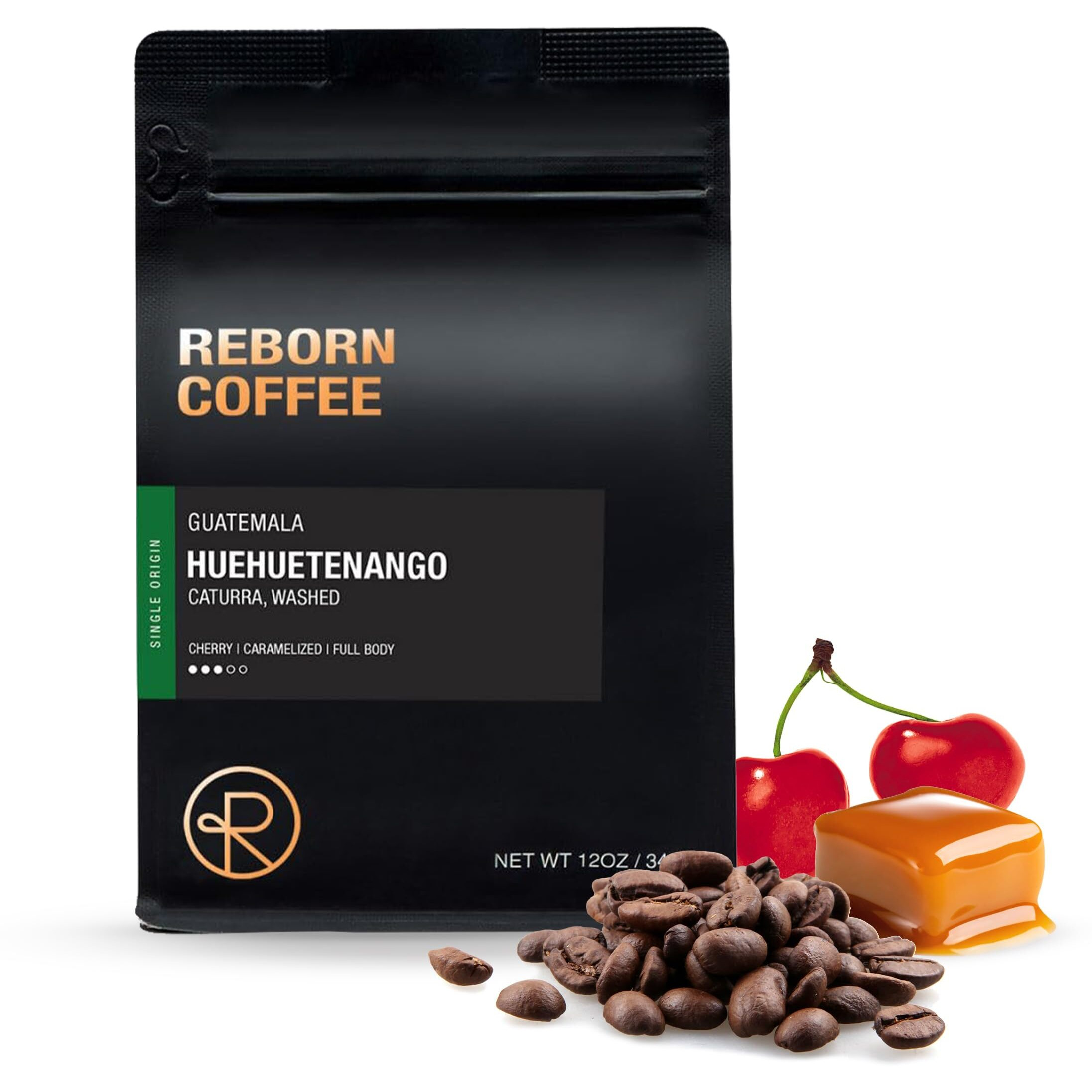 Reborn Coffee Specialty Whole Bean Coffee - Guatemala Huehuetenango - Medium Roast, Single Origin, 100% Arabica Beans - Bright Acidity, Floral Notes, Chocolate Hints, Freshly Roasted For Kalita, Drip, Chemex, 12 Oz