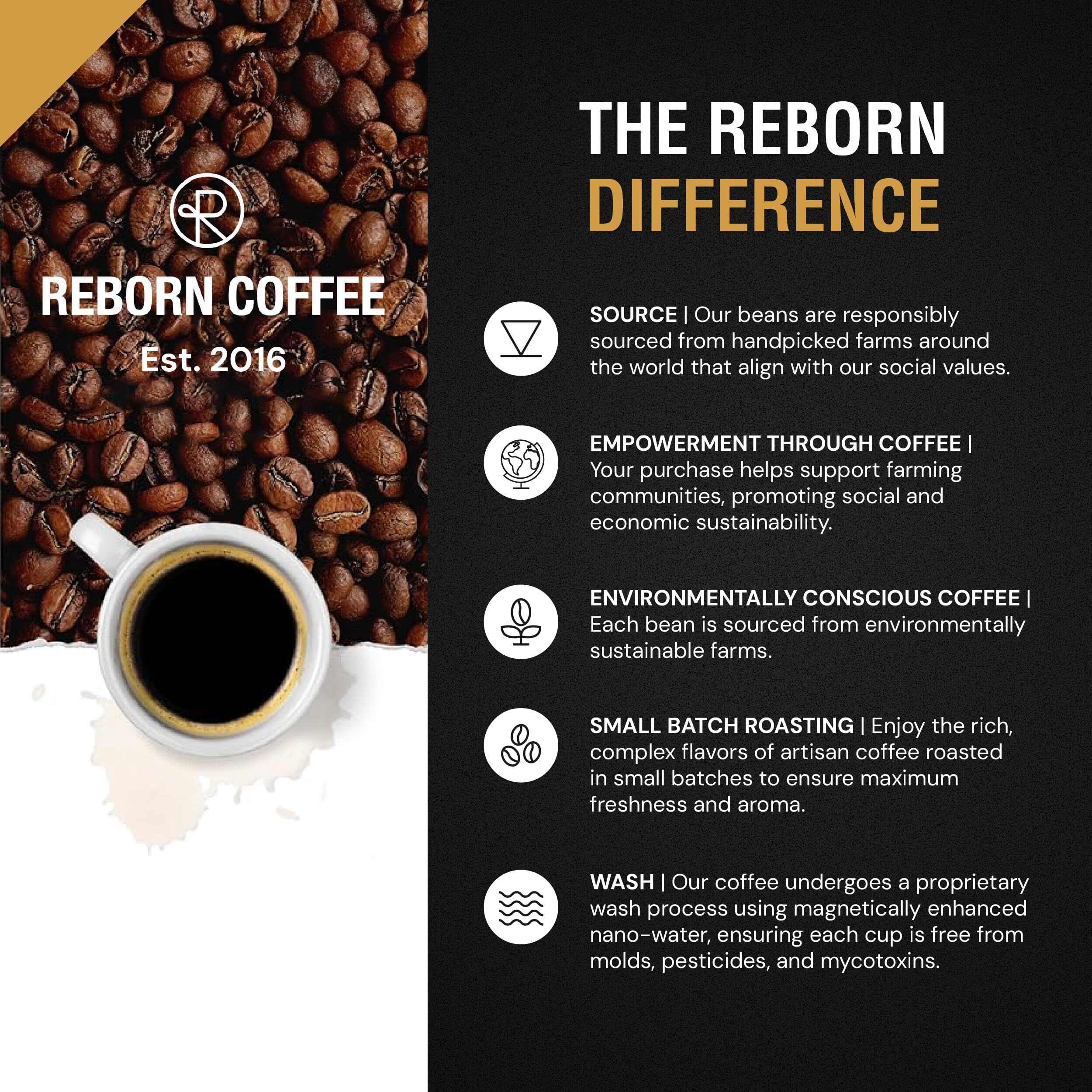 Reborn Coffee Specialty Whole Bean Coffee - Guatemala Huehuetenango - Medium Roast, Single Origin, 100% Arabica Beans - Bright Acidity, Floral Notes, Chocolate Hints, Freshly Roasted For Kalita, Drip, Chemex, 12 Oz
