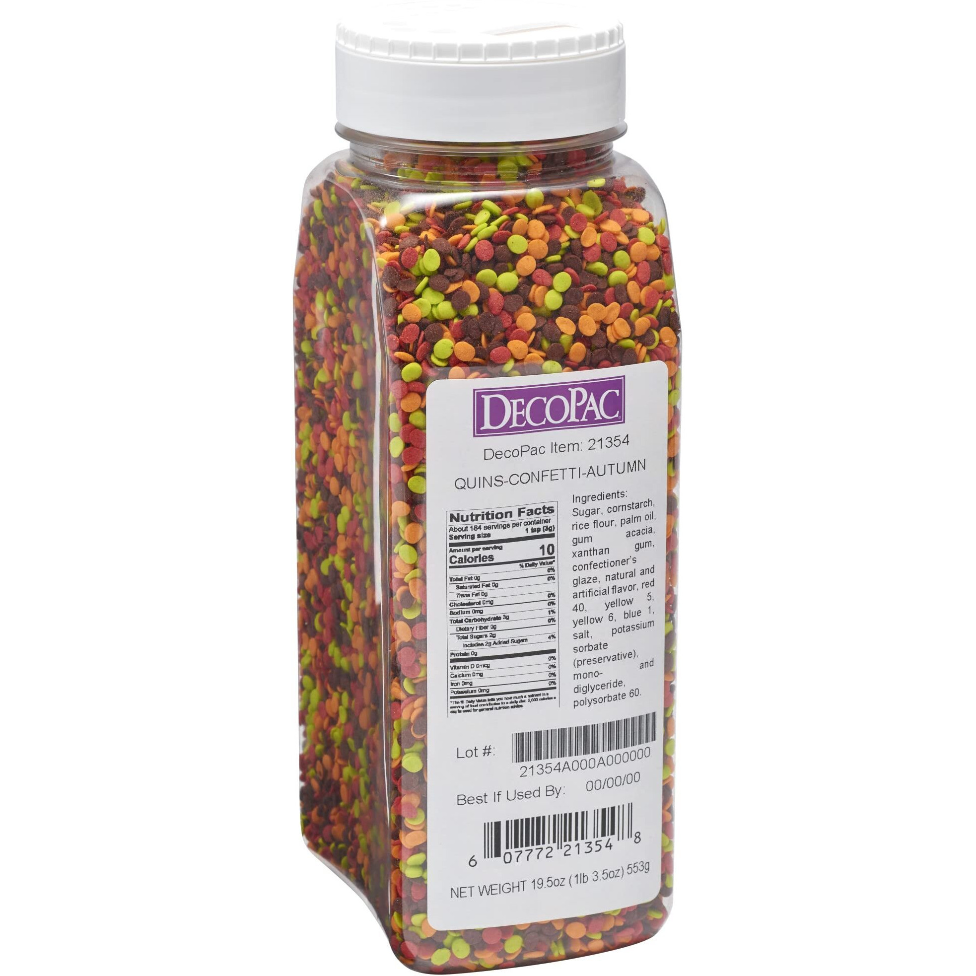 Decopac Autumn Thanksgiving Quins Fancy Sprinkles, 19.5Oz, Candy Sprinkles In Handheld Container, Edible Sprinkles For Celebration Cakes, Cupcakes, Cookies
