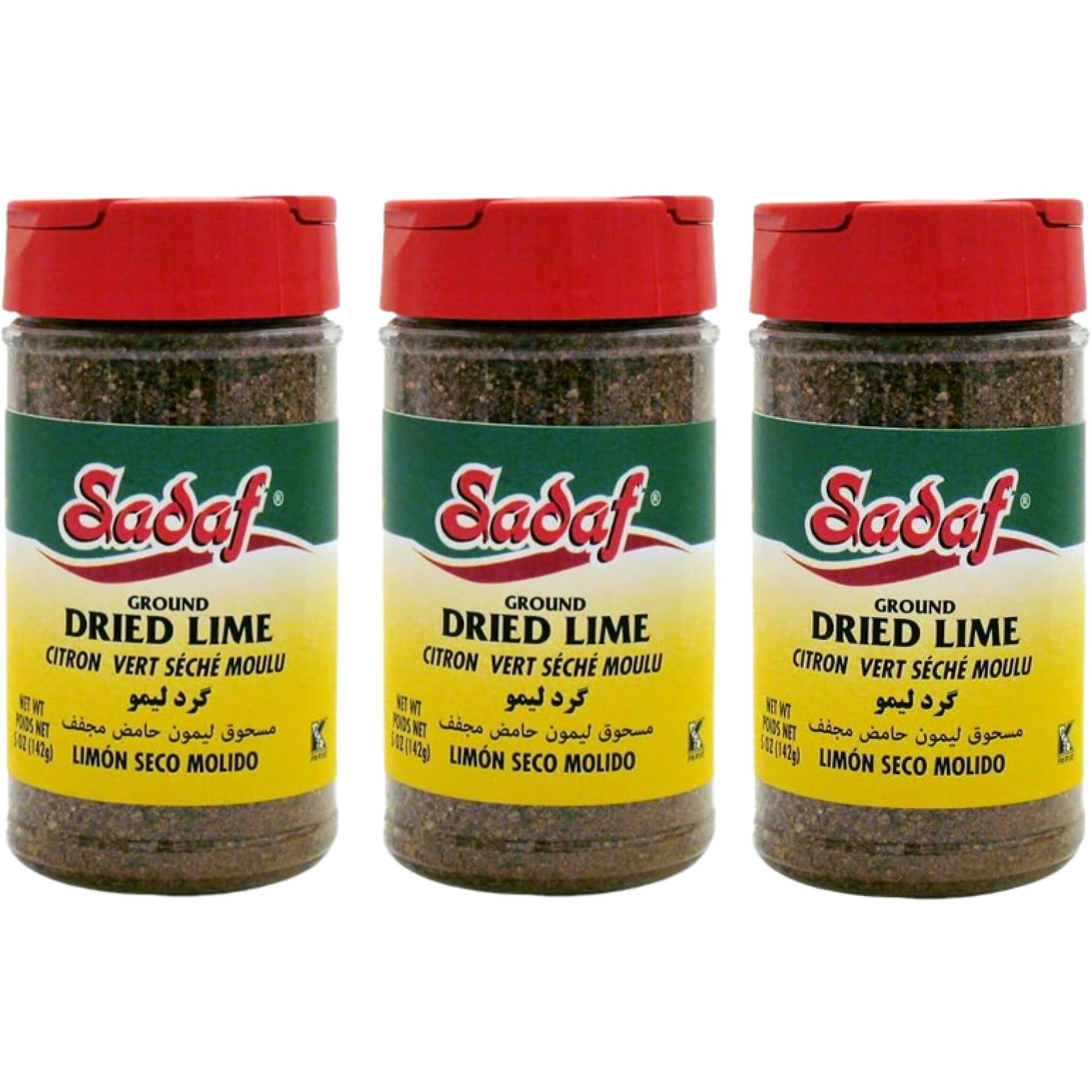 Sadaf Ground Dried Lime - Limoo Omani - Dried Lime Powder For Cooking & Food Flavoring - Lime Grounded - Kosher & Vegetarian - 5 Oz (Pack Of 3)