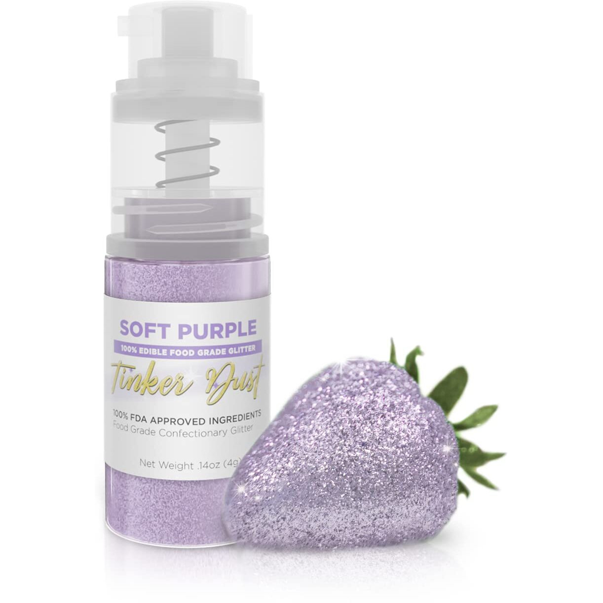 Tinker Dust - Soft Purple (4G 1X Mini Pump) Edible Glitter For Desserts, Beverages, Cupcakes, Cake Pops And Cookies By Bakell