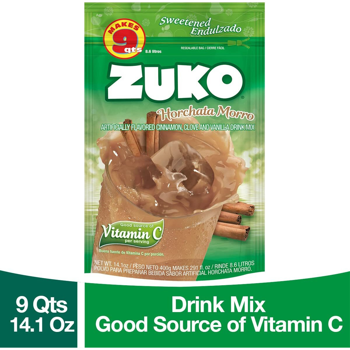 Zuko Horchata Morro Instant Powder Drink | Family Pack | No Sugar Needed | Vitamin C | 14.1 Ounce (Pack Of 6)