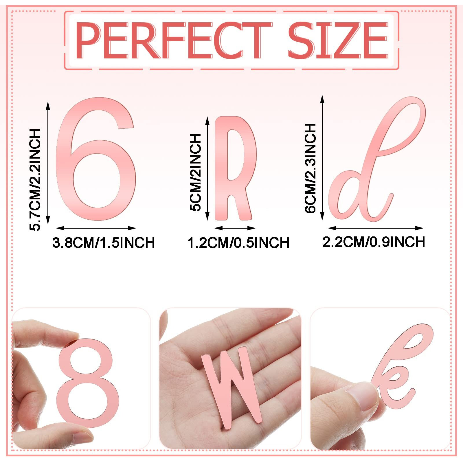 124 Pcs Acrylic Number Alphabet Cake Topper Diy Personalized Name Cupcake Toppers With A-Z Letter Custom Your Birthday Party Cake Topper 0-9 Number Cake Decoration For Wedding Baby Shower (Rose Gold)