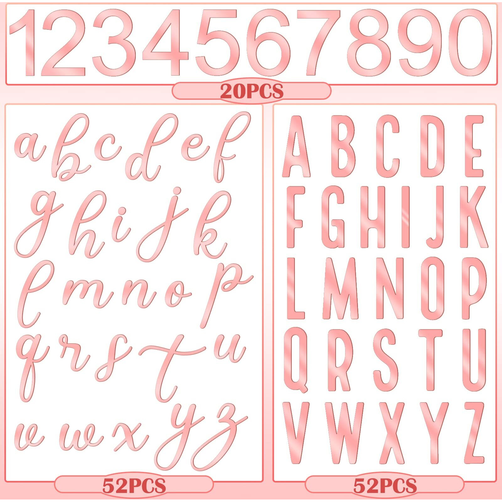 124 Pcs Acrylic Number Alphabet Cake Topper Diy Personalized Name Cupcake Toppers With A-Z Letter Custom Your Birthday Party Cake Topper 0-9 Number Cake Decoration For Wedding Baby Shower (Rose Gold)