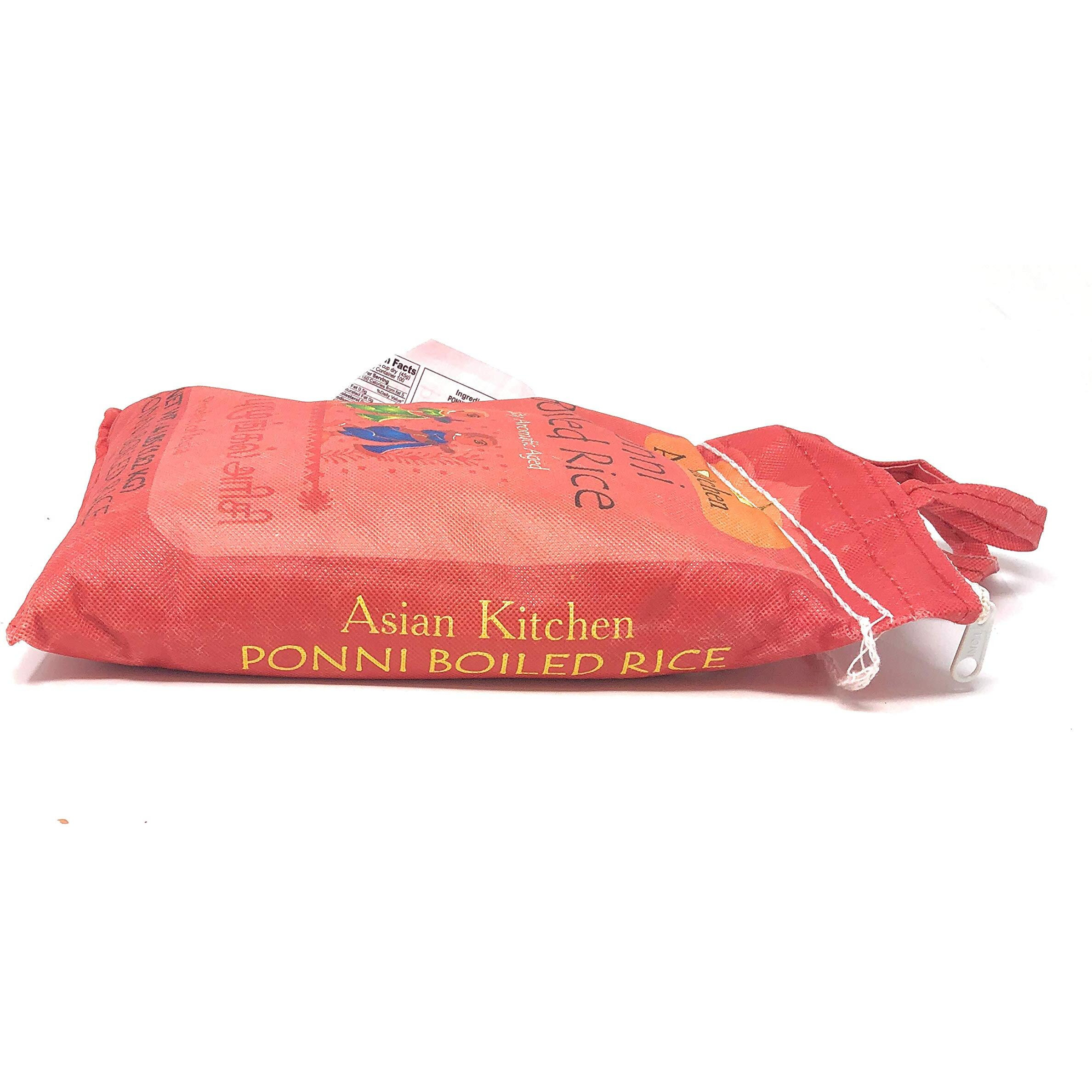 Asian Kitchen Ponni Boiled Rice 4-Pound Bag, 4Lbs (1.81Kg) Short Grain Par Boiled Rice ~ All Natural | Gluten Friendly | Vegan | Indian Origin | Export Quality