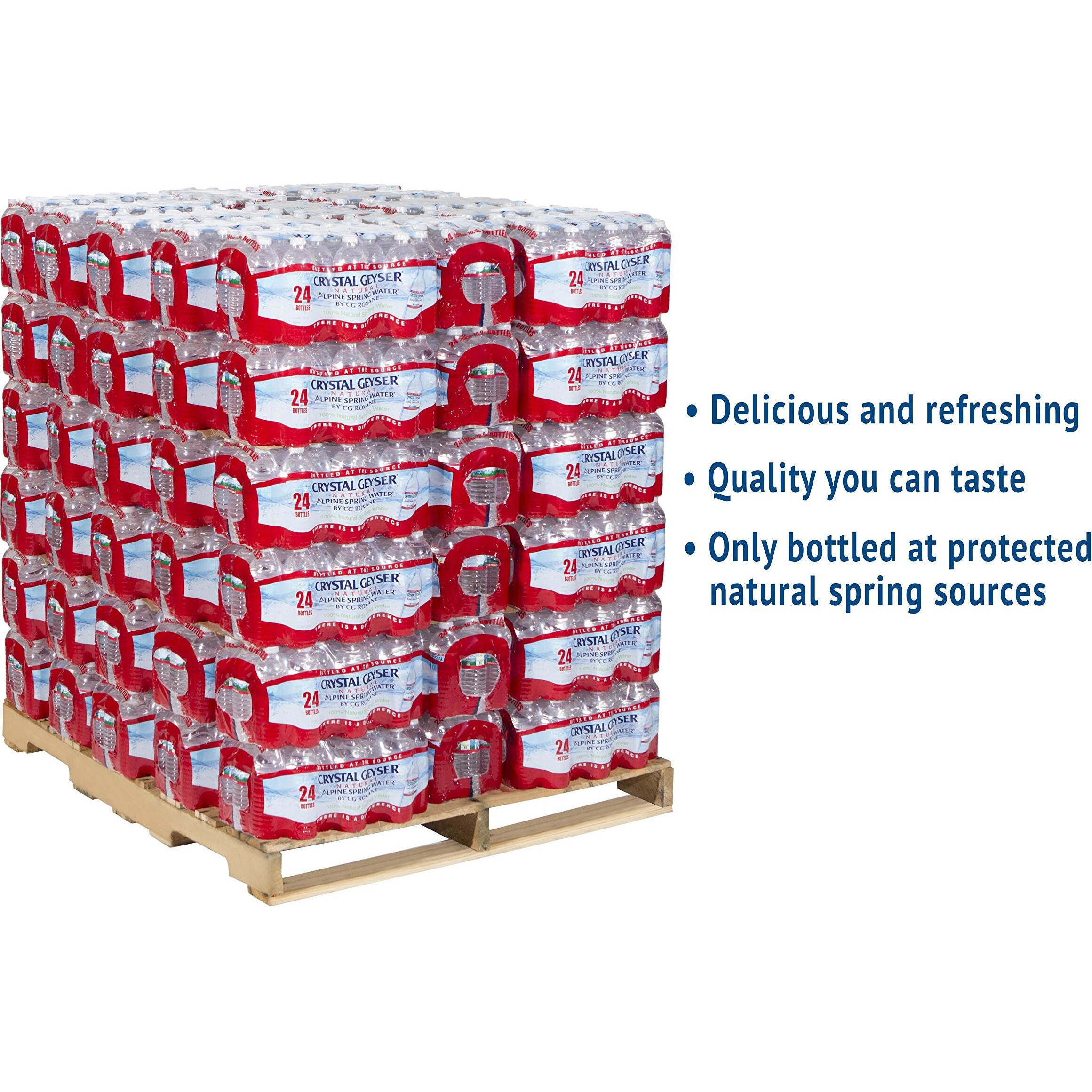 Crystal Geyser Since 1977 Pallet Of 84 Cases, Of Alpine 100% Natural Spring Water, 24 16.9Oz Bottlesper Case, Bottled At The Source, Clear, (Cgw24514Pl)