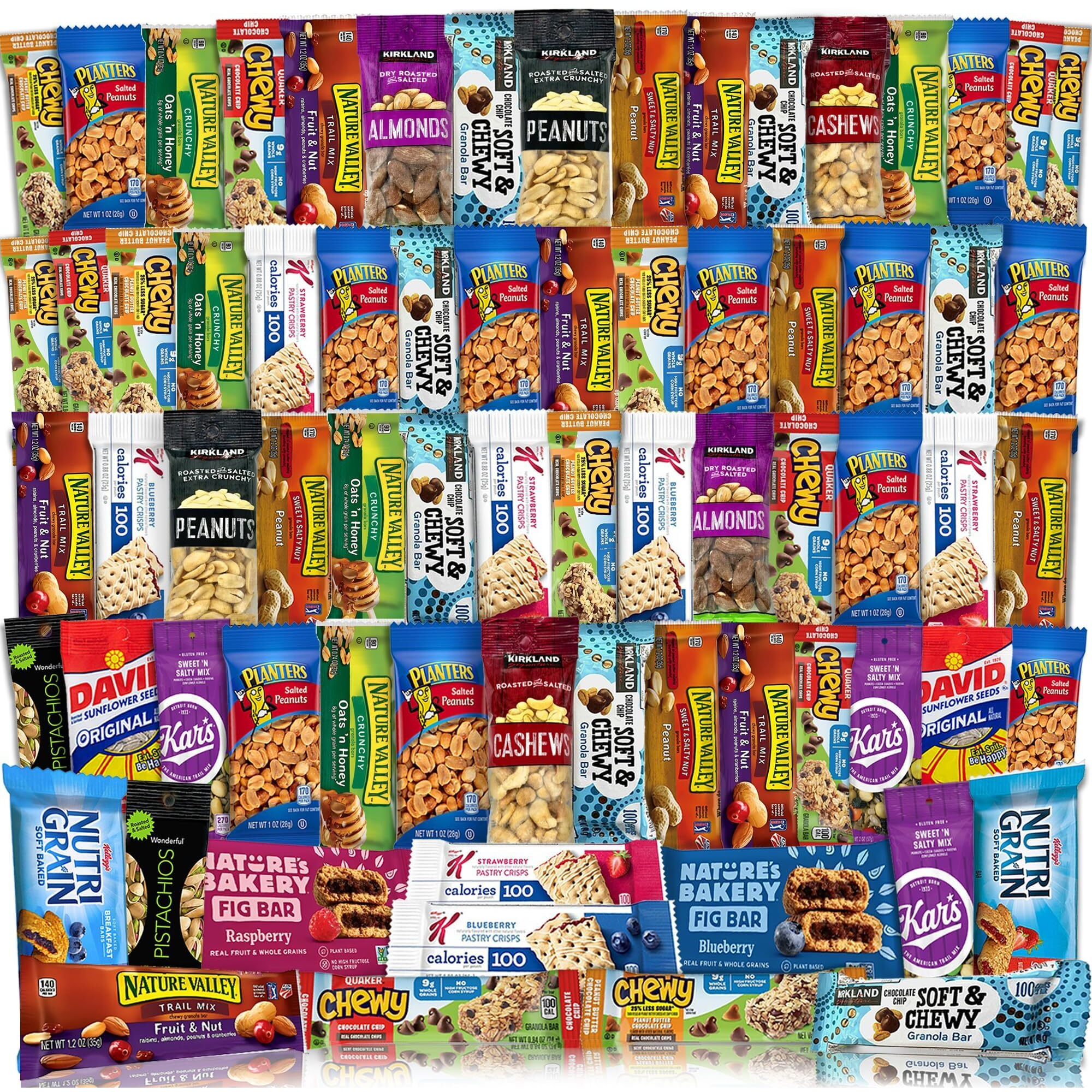 Snacks Variety Pack For Adults, (72 Count) Bars & Nuts Variety, Assorted Packaged Granola Bars, Breakfast Bars, Nuts, And Trail Mix Individual Packs - Great For Home, Lunches, Work, Office, Meetings