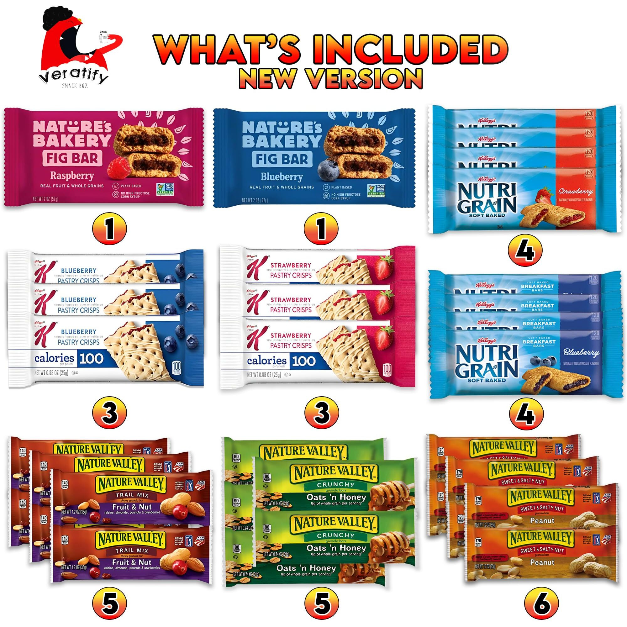 Snacks Variety Pack For Adults, (72 Count) Bars & Nuts Variety, Assorted Packaged Granola Bars, Breakfast Bars, Nuts, And Trail Mix Individual Packs - Great For Home, Lunches, Work, Office, Meetings