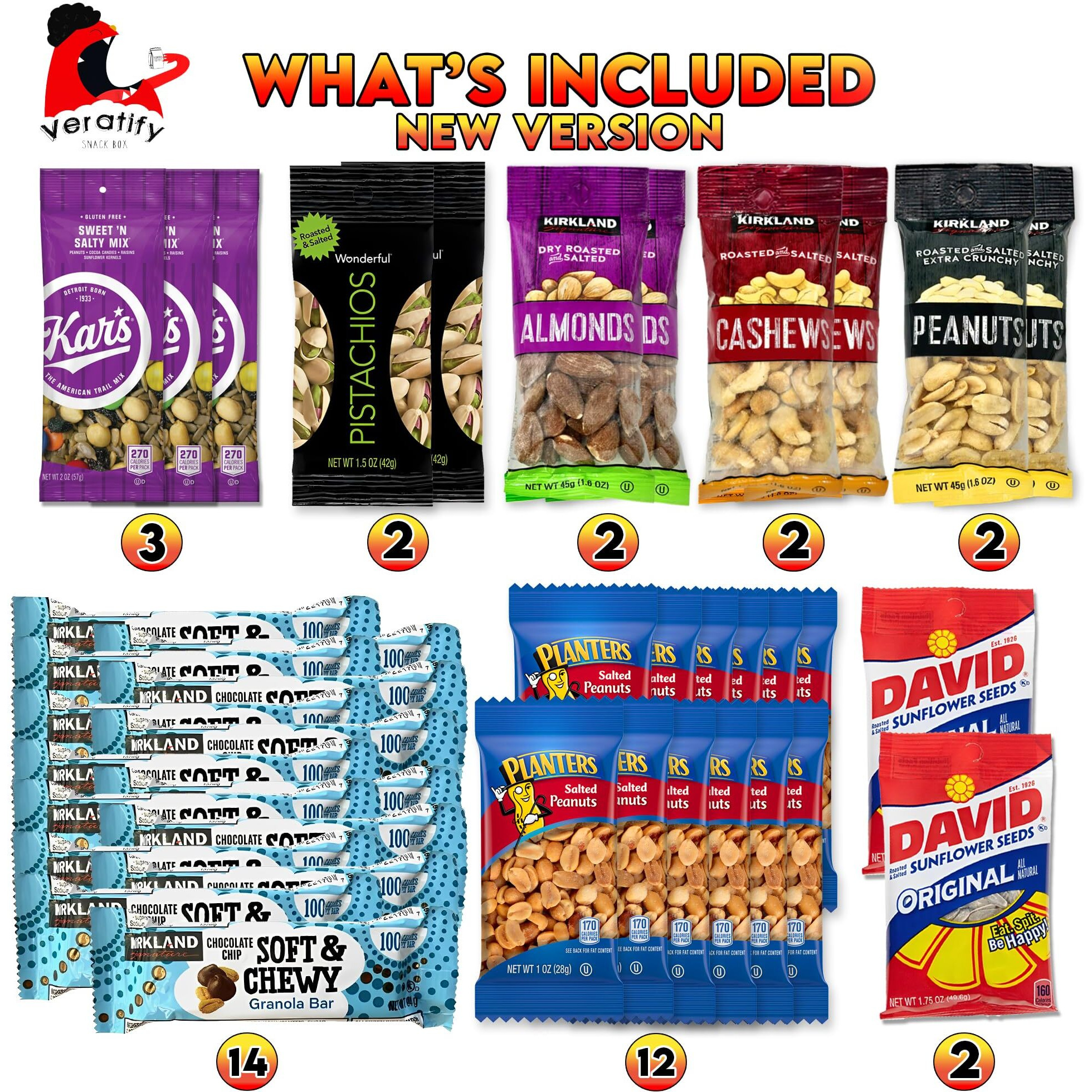 Snacks Variety Pack For Adults, (72 Count) Bars & Nuts Variety, Assorted Packaged Granola Bars, Breakfast Bars, Nuts, And Trail Mix Individual Packs - Great For Home, Lunches, Work, Office, Meetings