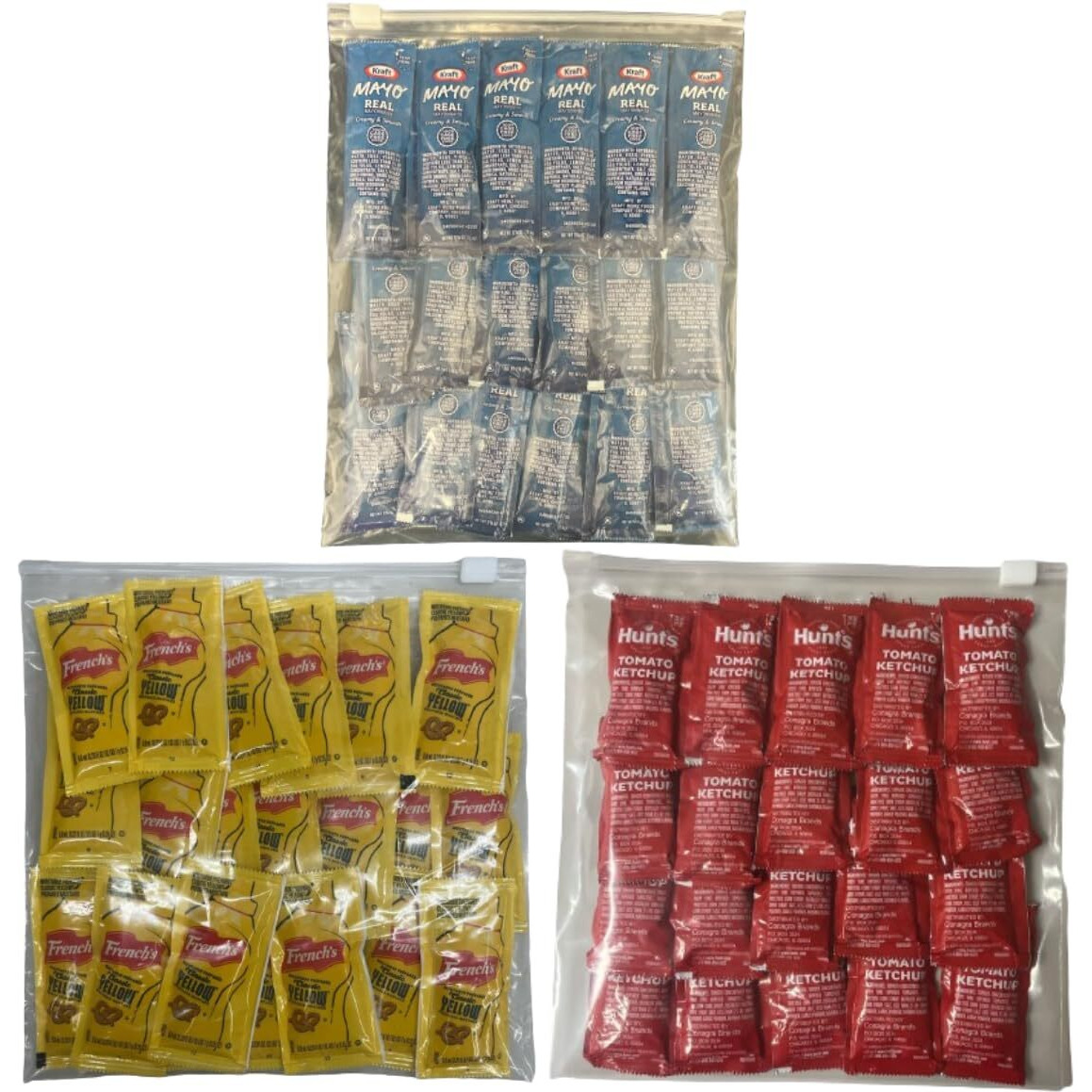Chronos Condiment 150 Bundle Pack - 50 Single Serve Pouches Of Each Ketchup, Mustard, And Mayo - 150 Pack, Great For Picnics, Boxed Lunch, Bbq, Travel, And Parties