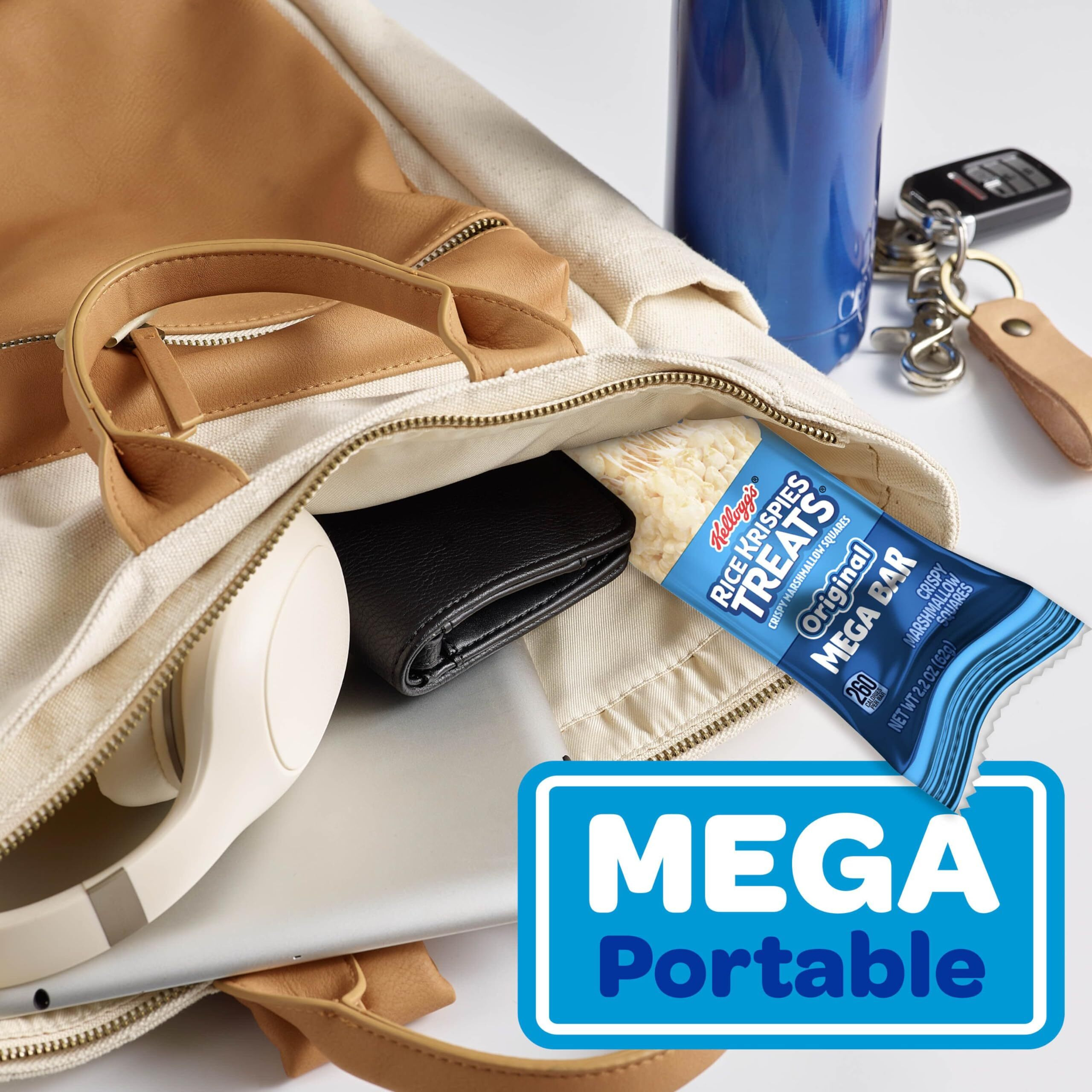 Rice Krispies Treats Mega Bars Large Marshmallow Snack Bars, Kids Snacks, Big Bars, Original, 26.4Oz Box (12 Bars)