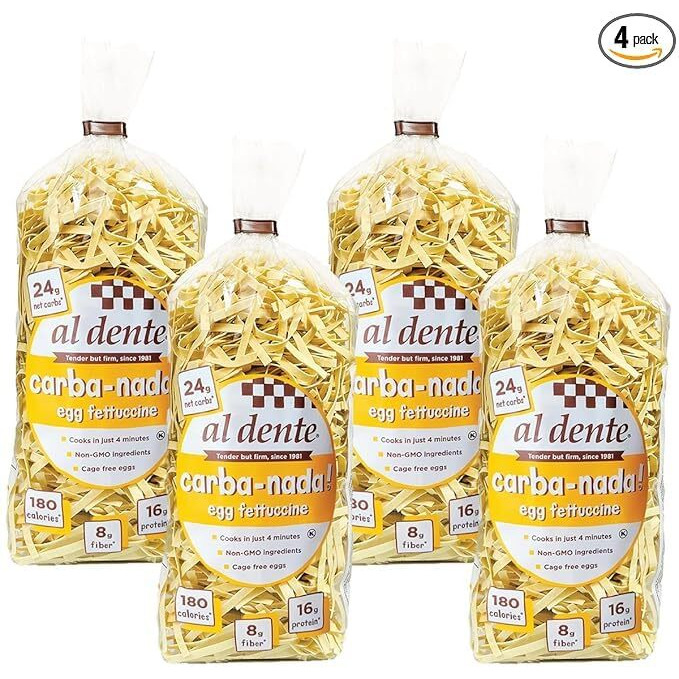 Al Dente Carba-Nada Egg Fettuccine, Lower Carb, 16G High Protein, Cage Free Eggs, Non-Gmo, Artisanal, Homemade Taste & Texture, 10Oz Bags (Pack Of 4)