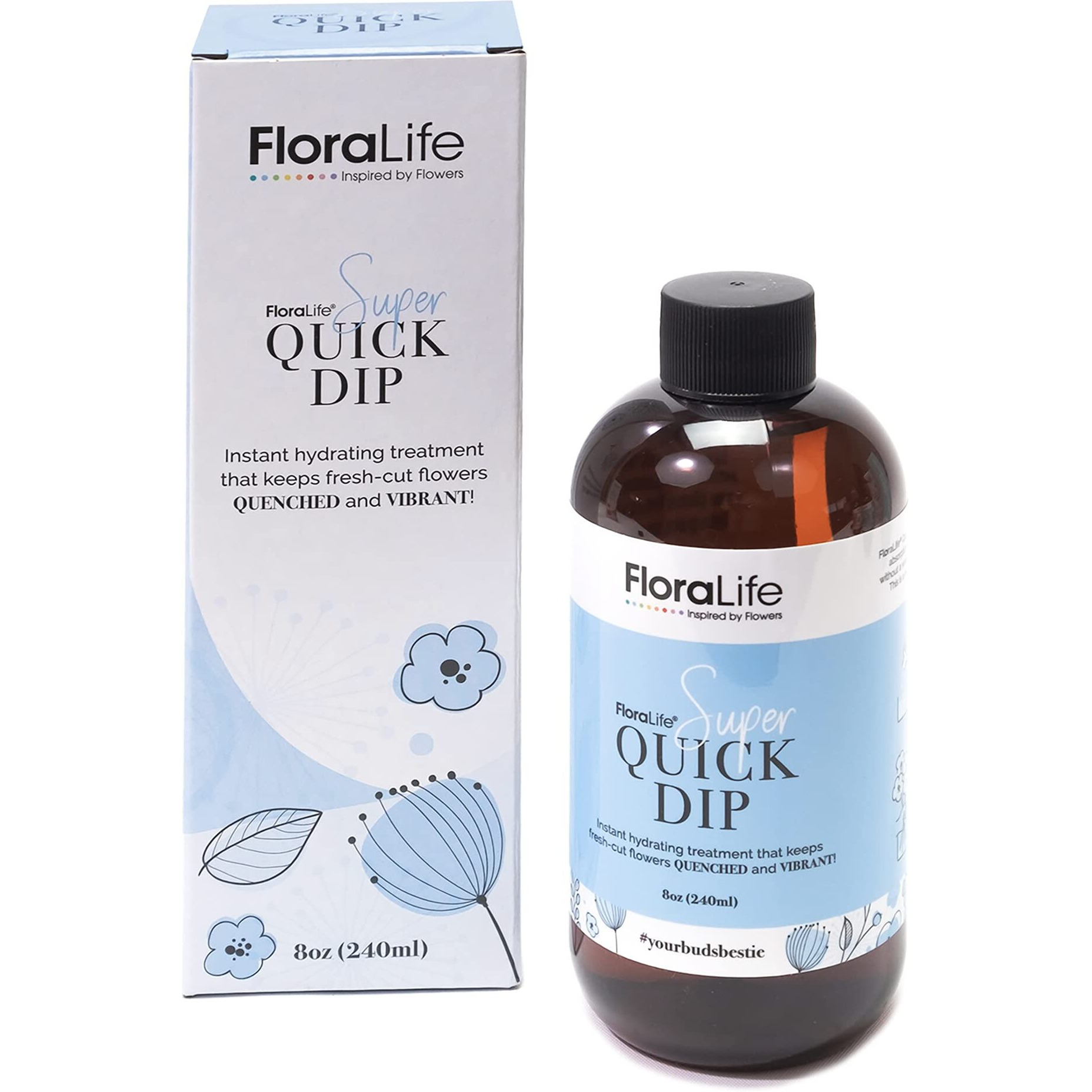 Floralife Quick Dip - Instant Hydrating Treatment Solution For Preserving Fresh-Cut Flowers - 8Oz