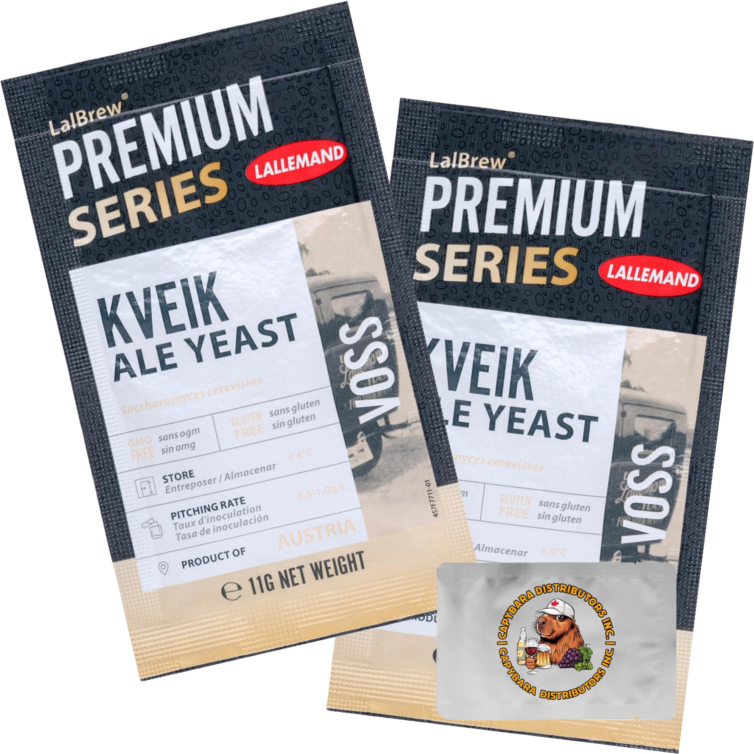Lalbrew Voss Kveik Brewing Yeast (2 Pack) - Kveik Ale Yeast - Make Beer At Home - 11 G Sachets - Saccharomyces Cerevisiae - Sold By Capybara Distributors Inc.