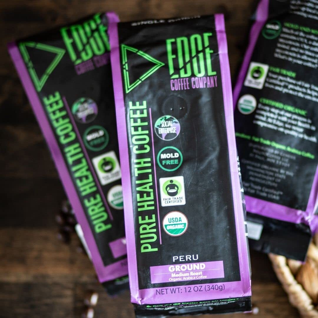 Mold Free Pure Health Coffee - Organic Fair Trade Specialty Grade Low Acid Clean Coffee 12Oz (Whole Bean)