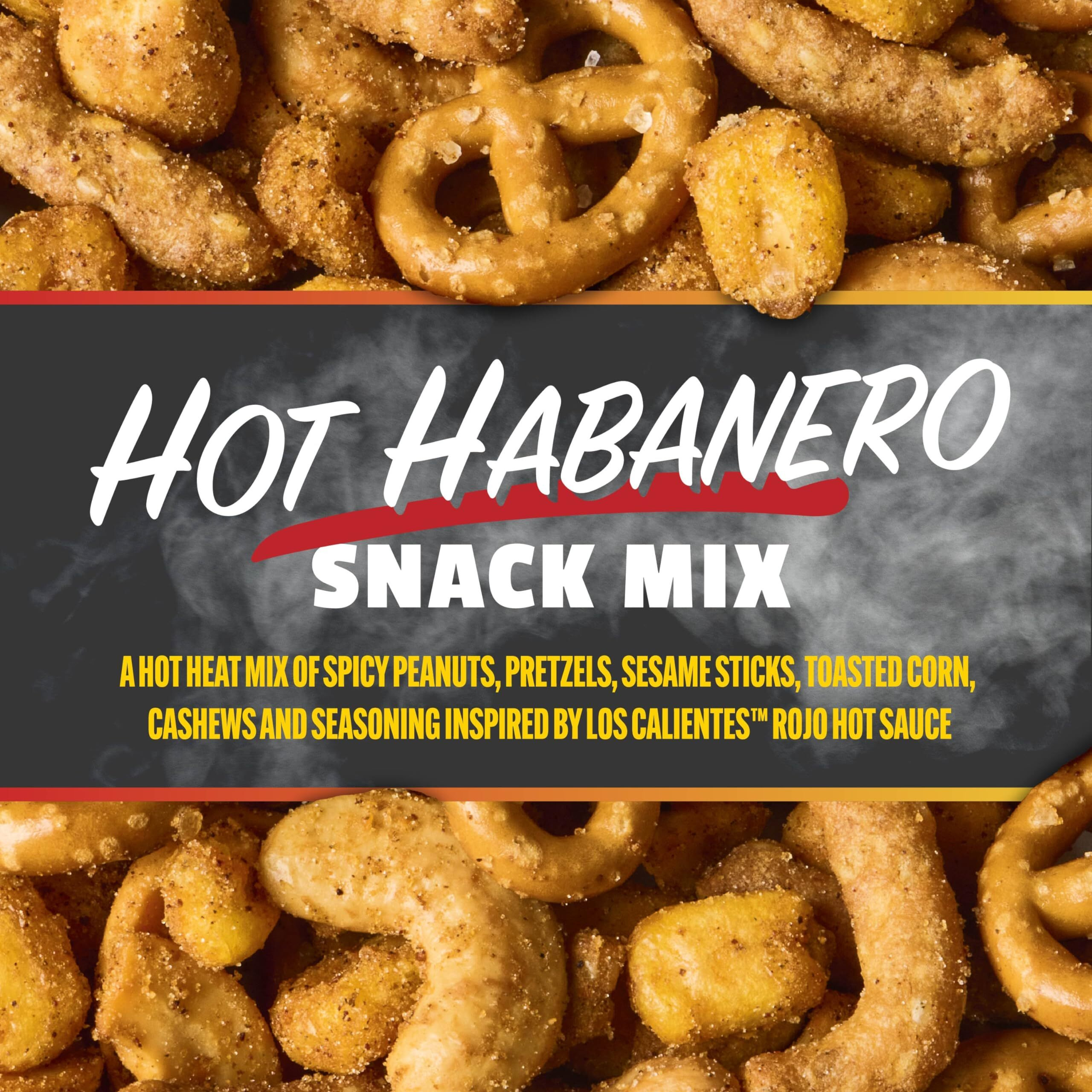 Snak Club X Hot Ones Hot Habanero Snack Mix, Spicy Snacks With Peanuts, Pretzels, Sesame Sticks, Toasted Corn & Cashews, Inspired By Hot Ones Hot Sauce, 10 Oz Resealable Bag (6 Count)