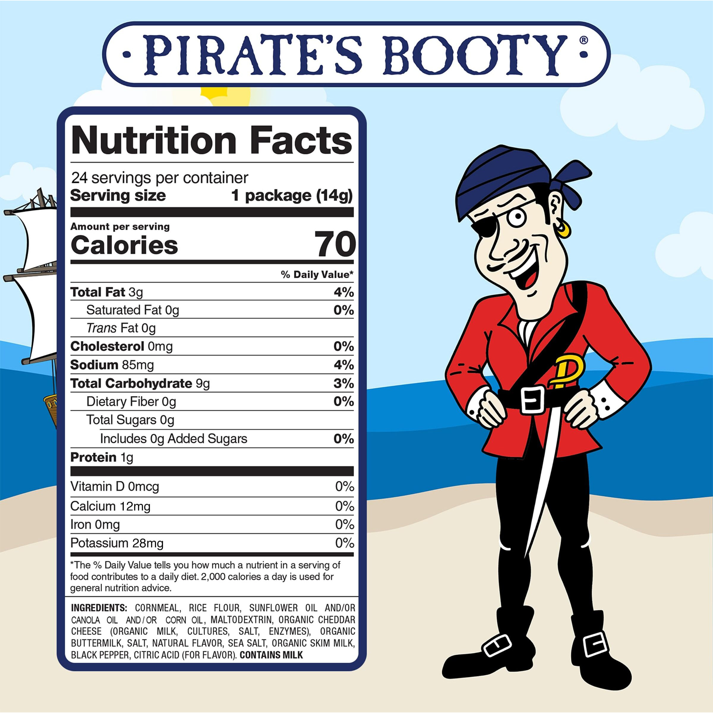 Pirate's Booty Aged White Cheddar Cheese Puffs, Gluten Free, Halloween, Healthy Kids Snacks, 0.5 Ounce (Pack Of 24)