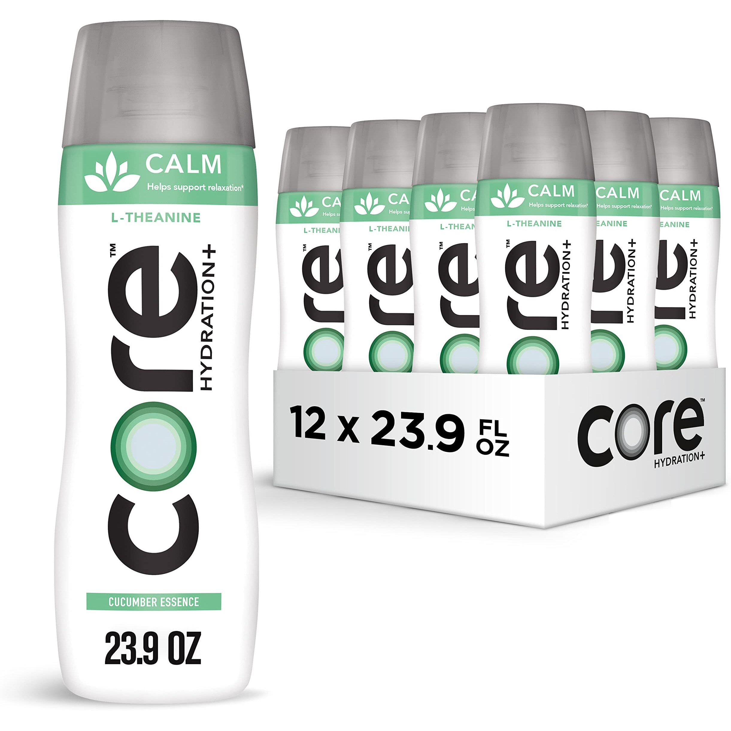 Core Hydration+ Calm, Cucumber Essence Nutrient Enhanced Water With L-Theanine, 23.9 Fl Oz Bottle (Pack Of 12)