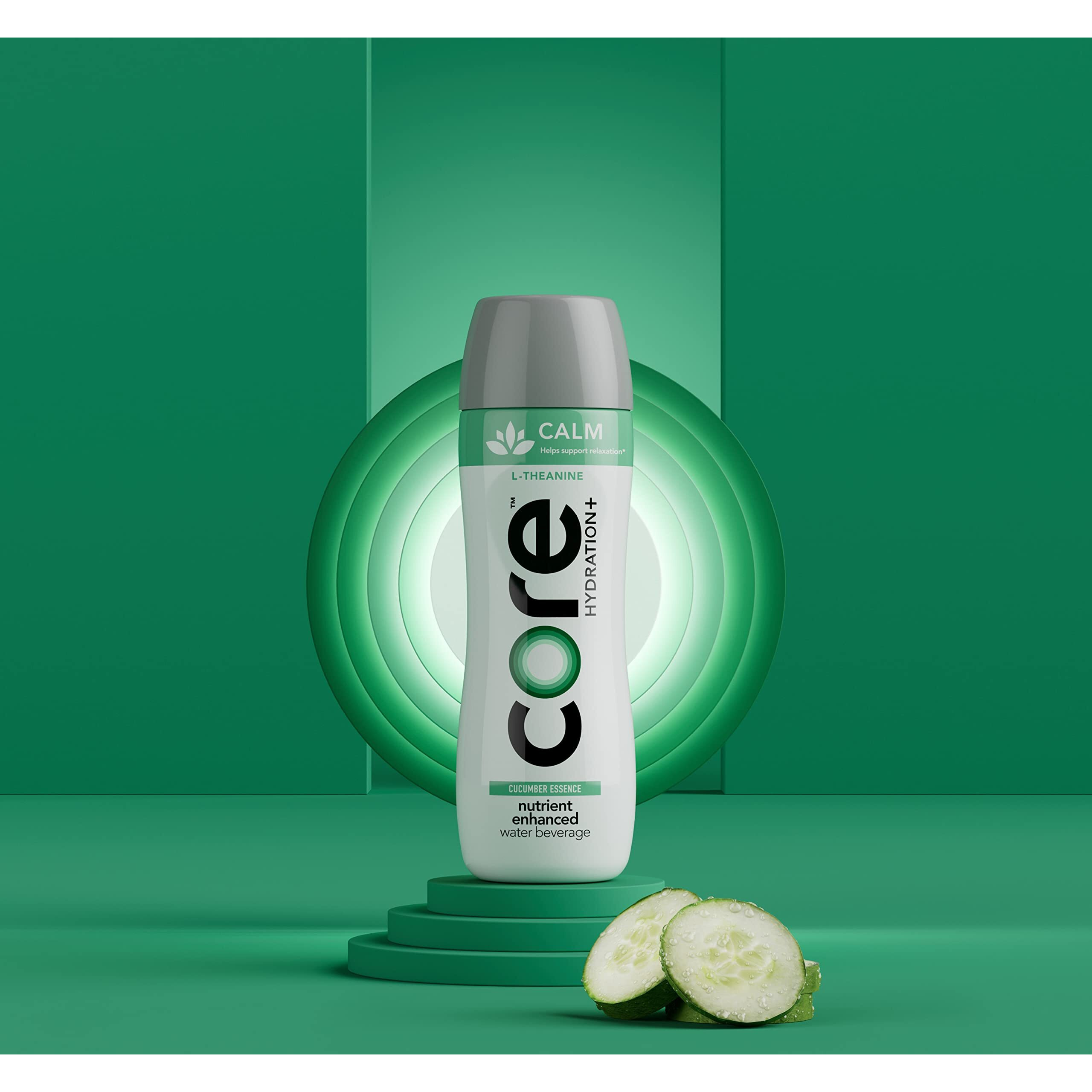 Core Hydration+ Calm, Cucumber Essence Nutrient Enhanced Water With L-Theanine, 23.9 Fl Oz Bottle (Pack Of 12)