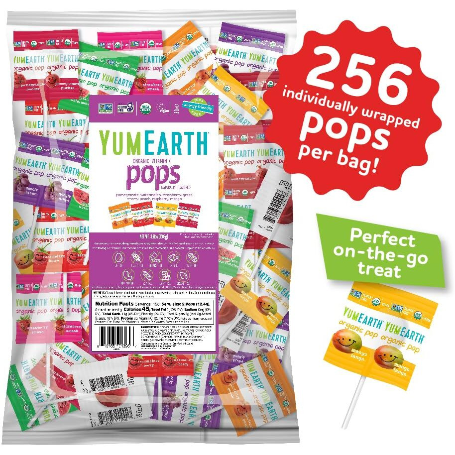 Yumearth Organic Vitamin C Pops Variety Pack, 250 Fruit Flavored Favorites Lollipops, Allergy Friendly, Gluten Free, Non-Gmo, Vegan, No Artificial Flavors Or Dyes