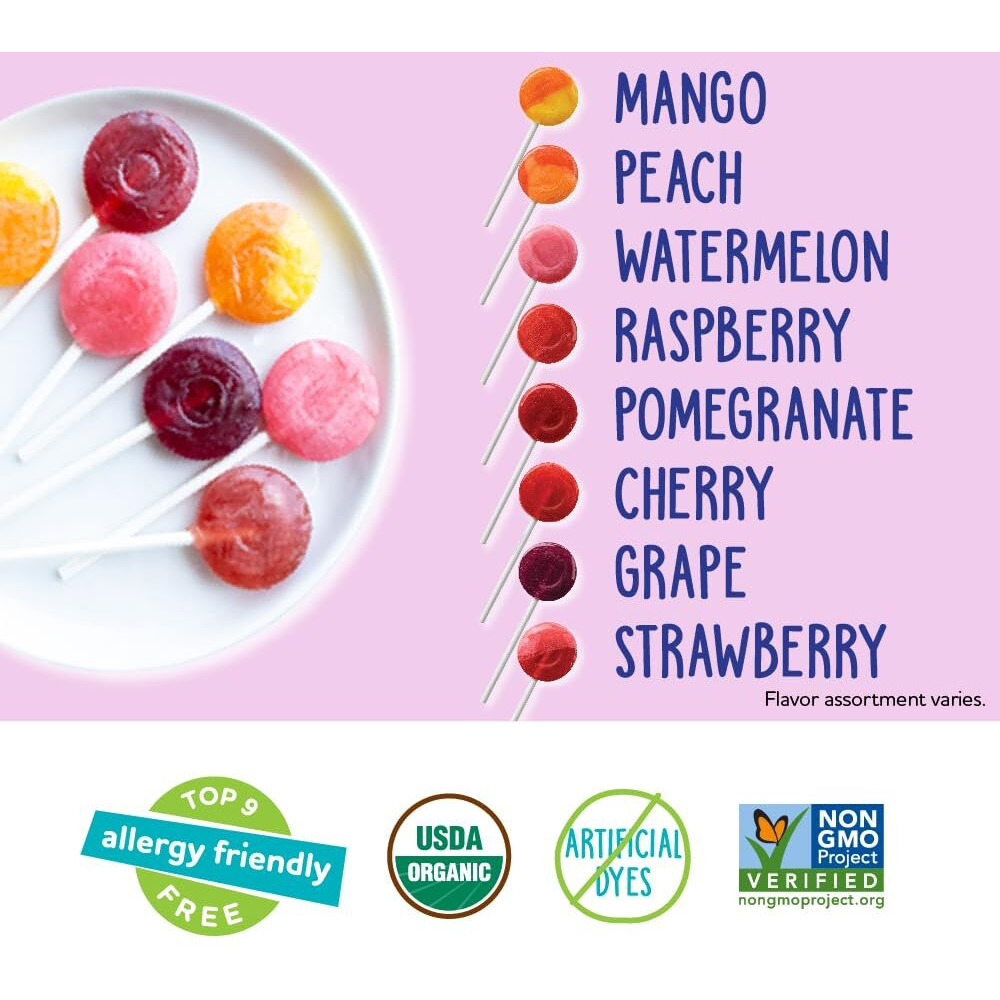 Yumearth Organic Vitamin C Pops Variety Pack, 250 Fruit Flavored Favorites Lollipops, Allergy Friendly, Gluten Free, Non-Gmo, Vegan, No Artificial Flavors Or Dyes