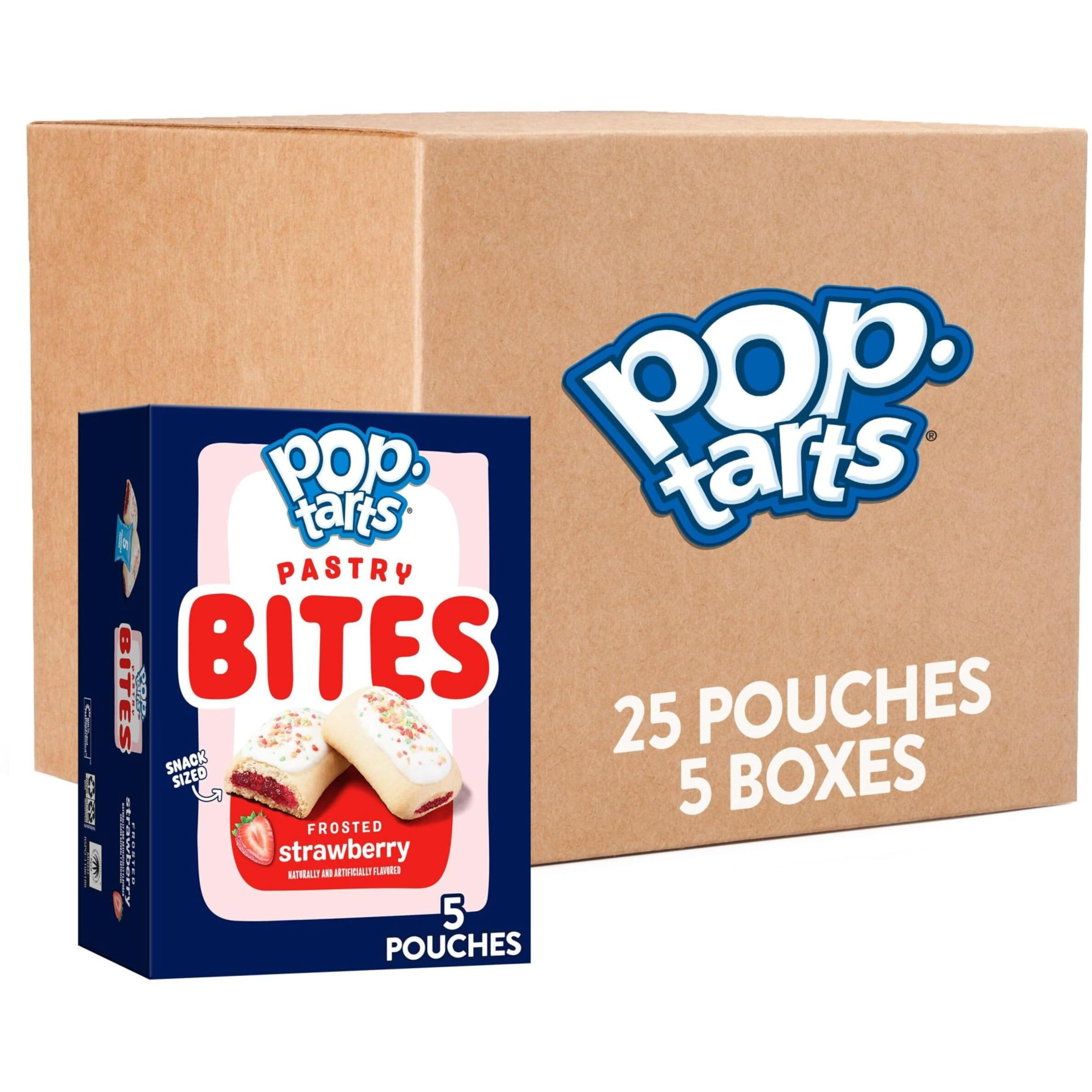 Pop-Tarts Baked Pastry Bites, Kids Snacks, School Lunch, Frosted Strawberry (5 Boxes, 25 Pouches)