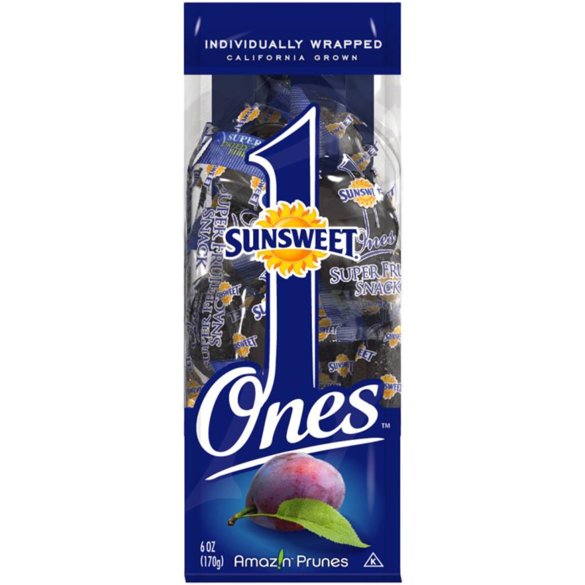 Sunsweet Gold Label Ones Super Select California Individually Wrapped Prunes 6.0 Ounces (Pack Of 2)(Packaging May Vary)