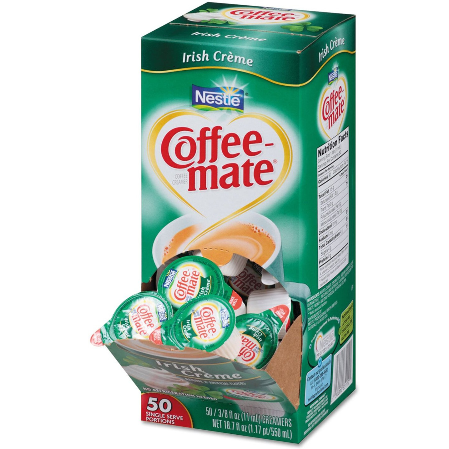 Nestle Coffee Mate Coffee Creamer, Irish Creme, Liquid Creamer Singles, Non Dairy, No Refrigeration, 0.375 Fl Oz Tubs (Pack Of 200)