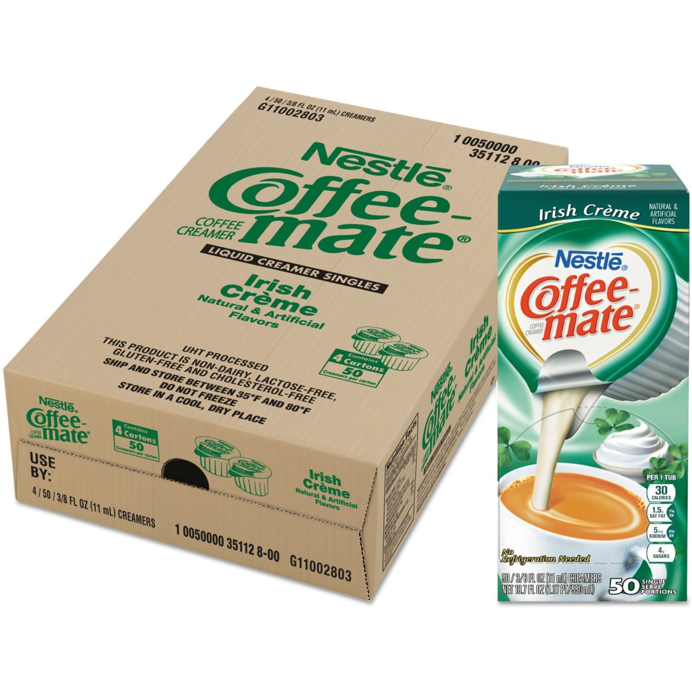 Nestle Coffee Mate Coffee Creamer, Irish Creme, Liquid Creamer Singles, Non Dairy, No Refrigeration, 0.375 Fl Oz Tubs (Pack Of 200)
