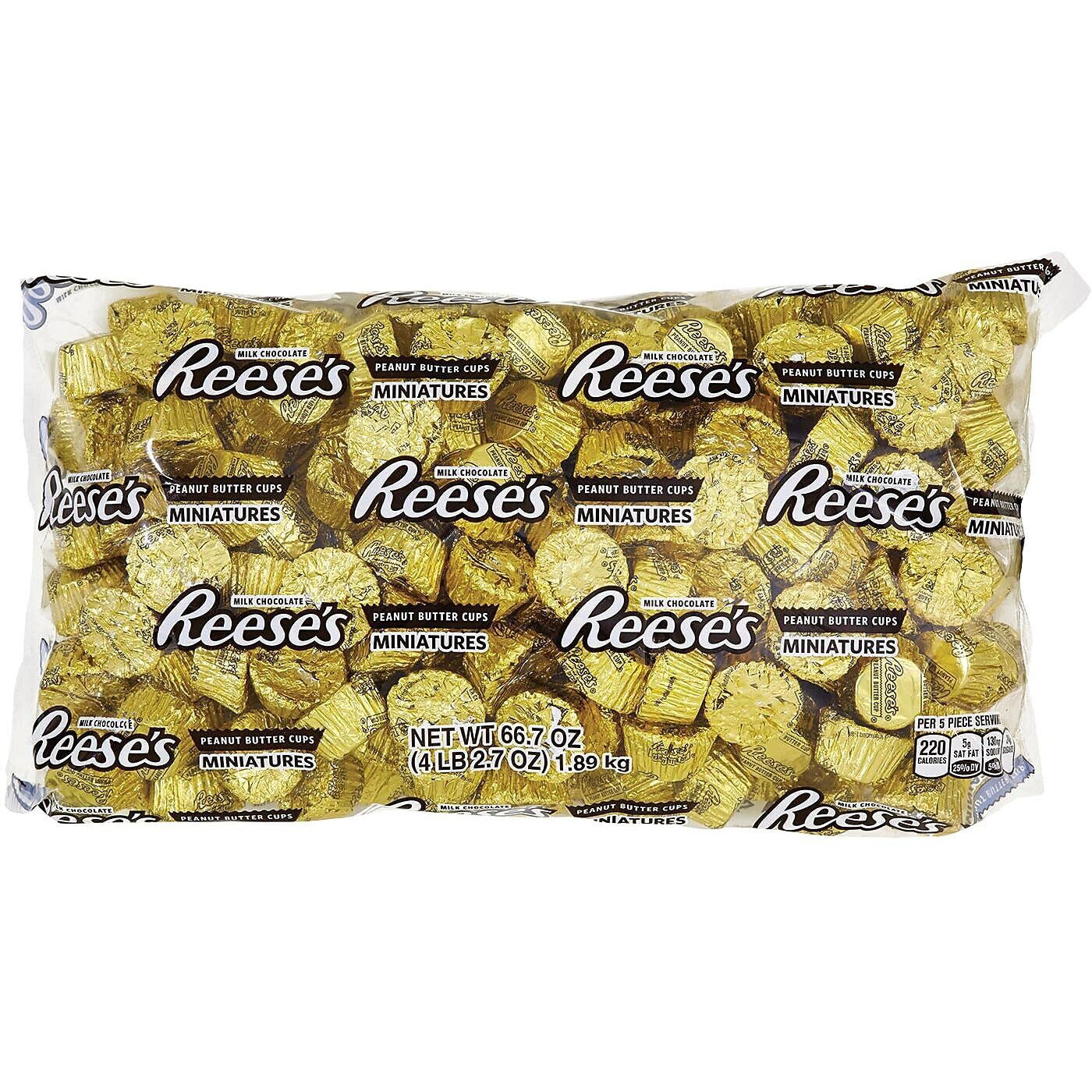 Reese's Miniatures Gold Foils Milk Chocolate Peanut Butter Cups Candy, Bulk, 66.7 Oz Bulk Bag