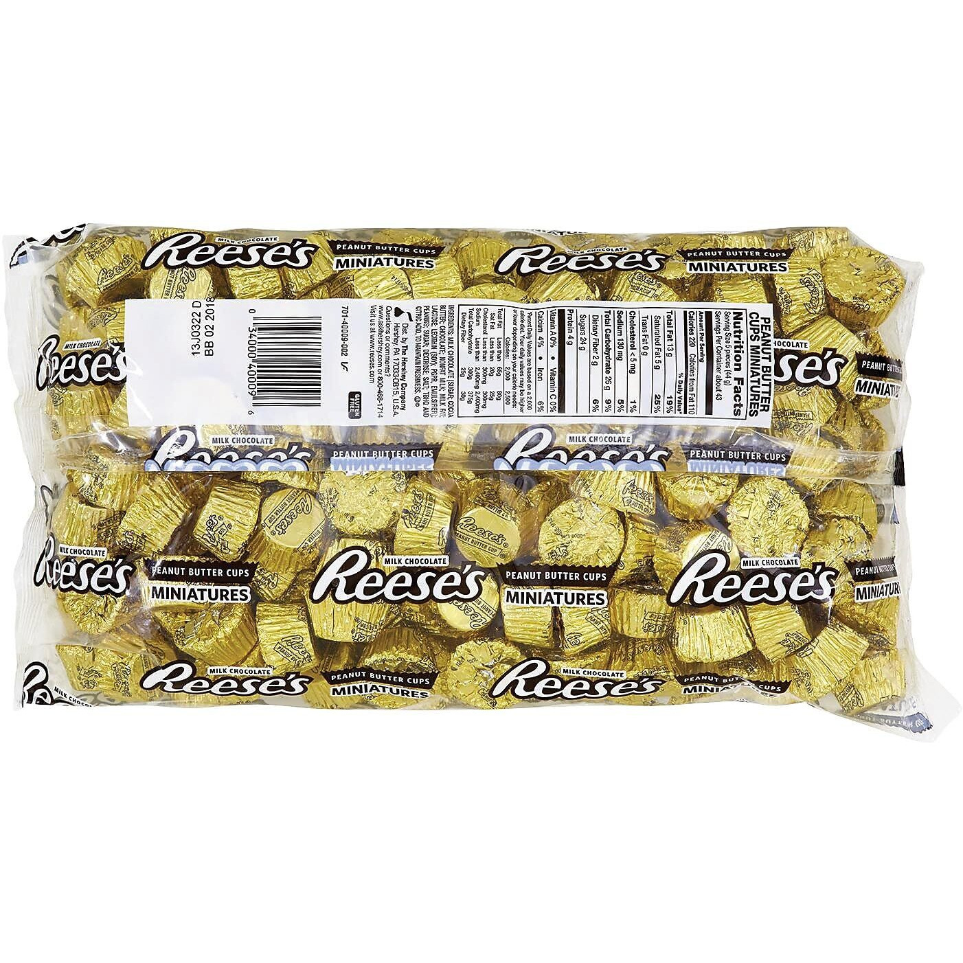 Reese's Miniatures Gold Foils Milk Chocolate Peanut Butter Cups Candy, Bulk, 66.7 Oz Bulk Bag