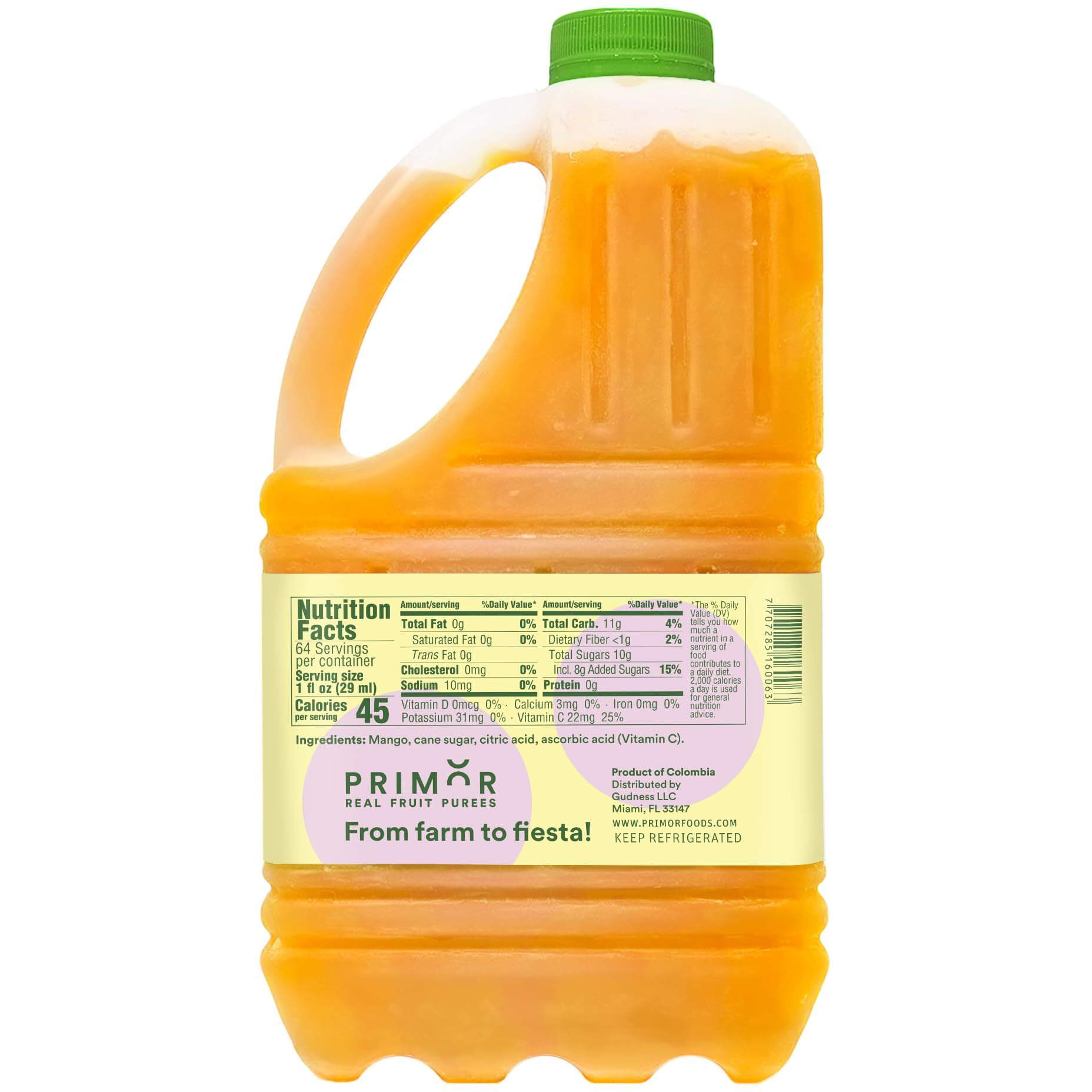 Primor Fruit Purees | Made With Real Fruit | Countless Applications Juices, Smoothies, Cocktails, Desserts, And More - Mango
