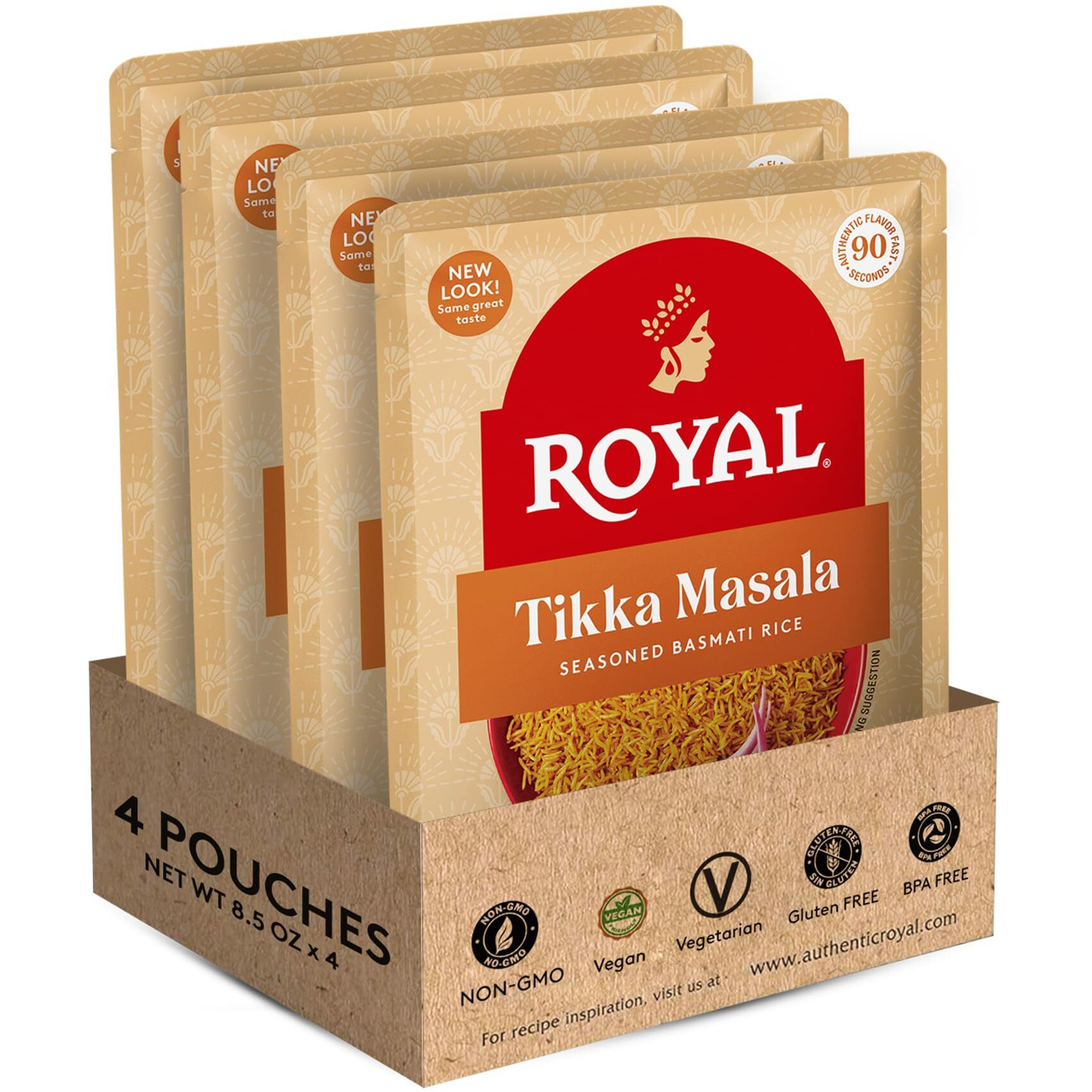 Royal - Ready To Heat Rice - Authentic Tikka Masala, 4 Count