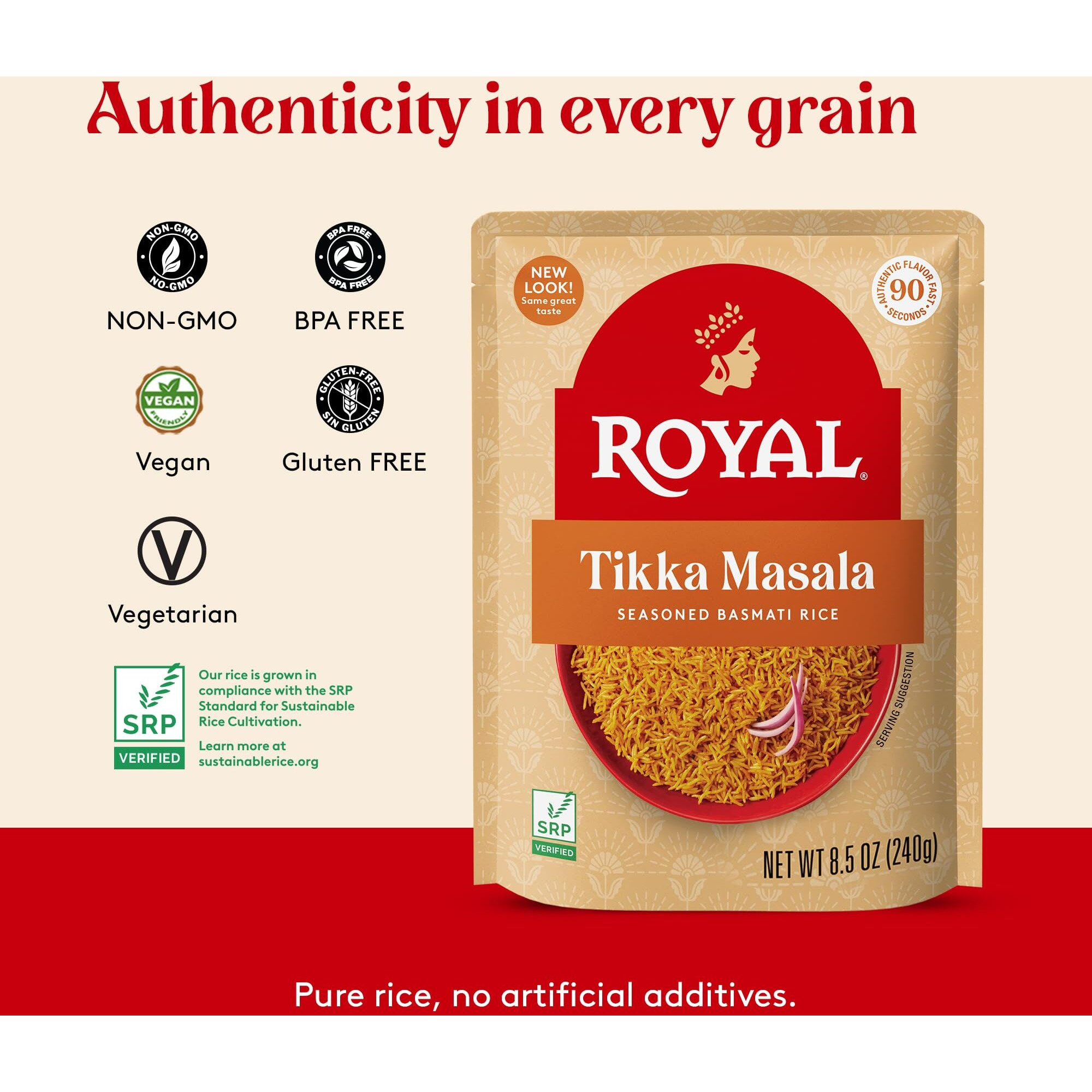 Royal - Ready To Heat Rice - Authentic Tikka Masala, 4 Count