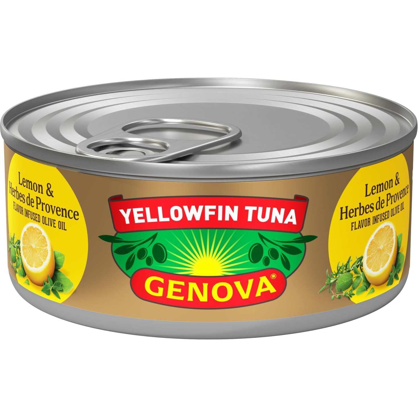 Genova Premium Yellowfin Tuna In Lemon And Herbes De Provence Infused Olive Oil, 5 Ounce Cans (Pack Of 12), Solid Light