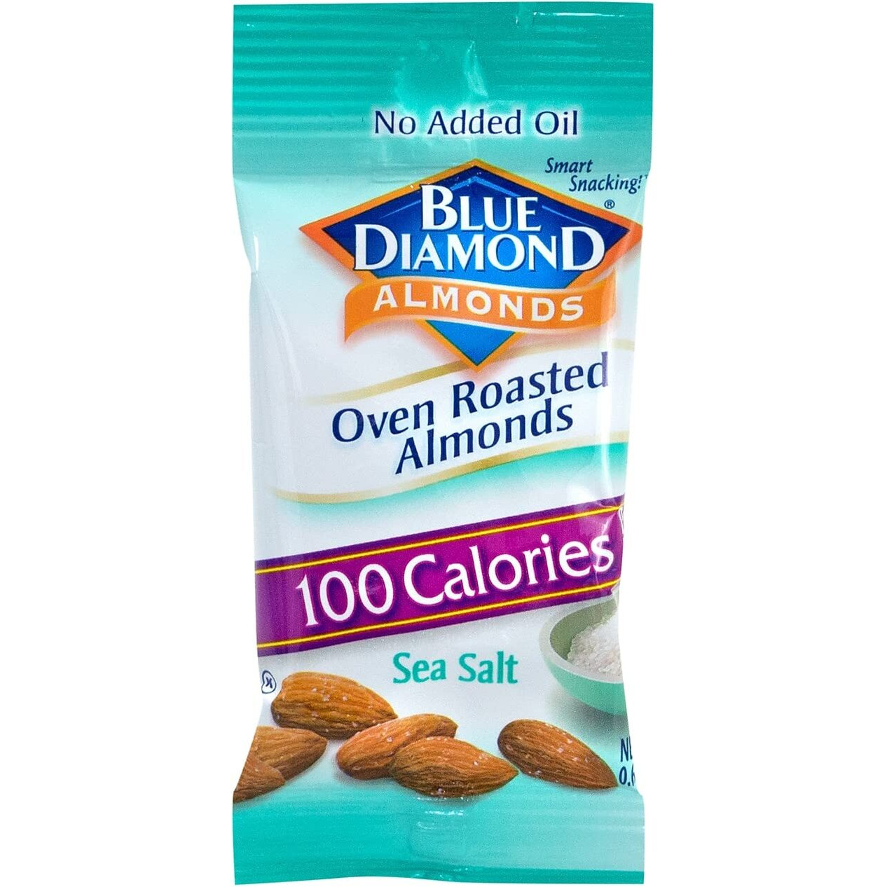 Blue Diamond Almonds, Oven Roasted With Sea Salt, 100 Calorie On-The-Go Bags 7 Count Of 0.6Oz (Pack Of 6)