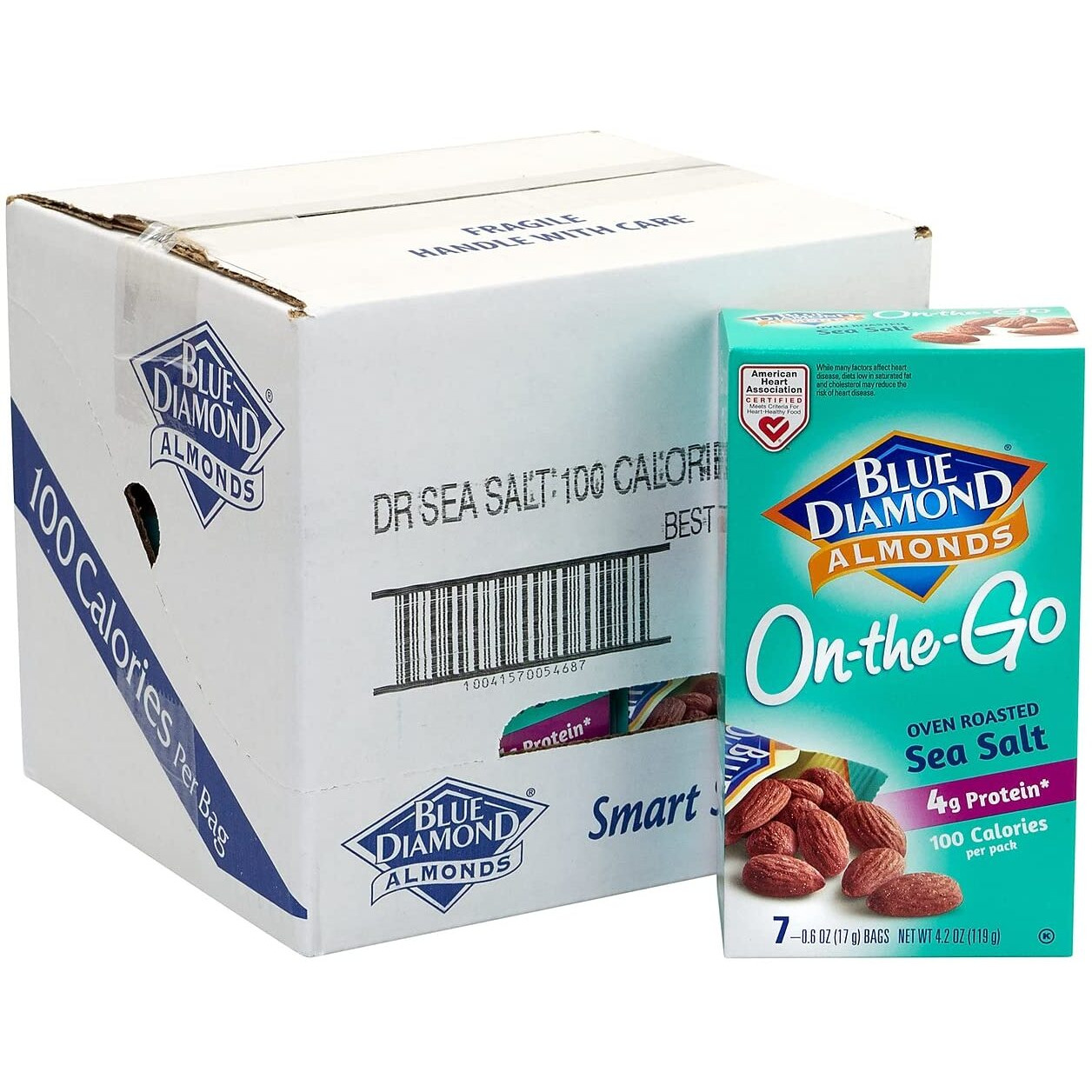 Blue Diamond Almonds, Oven Roasted With Sea Salt, 100 Calorie On-The-Go Bags 7 Count Of 0.6Oz (Pack Of 6)